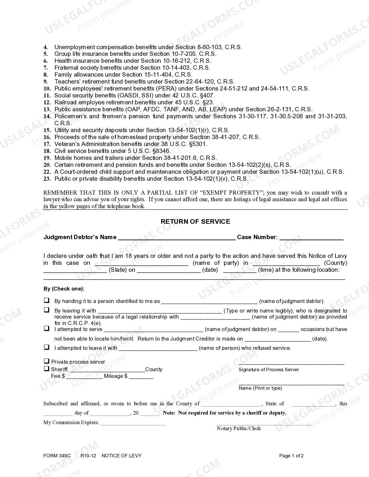 Preview Notice of Levy