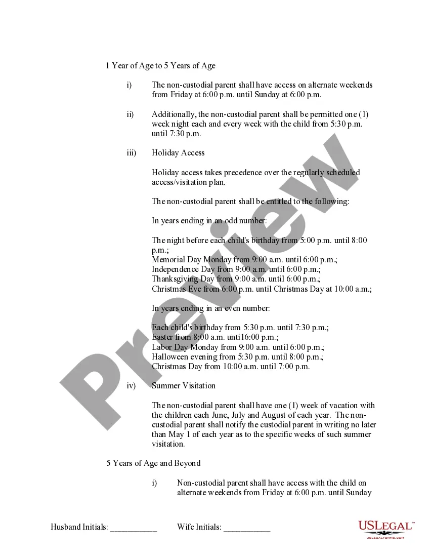 Preview Marital Legal Separation and Property Settlement Agreement where Minor Children and No Joint Property or Debts that is Effective Immediately