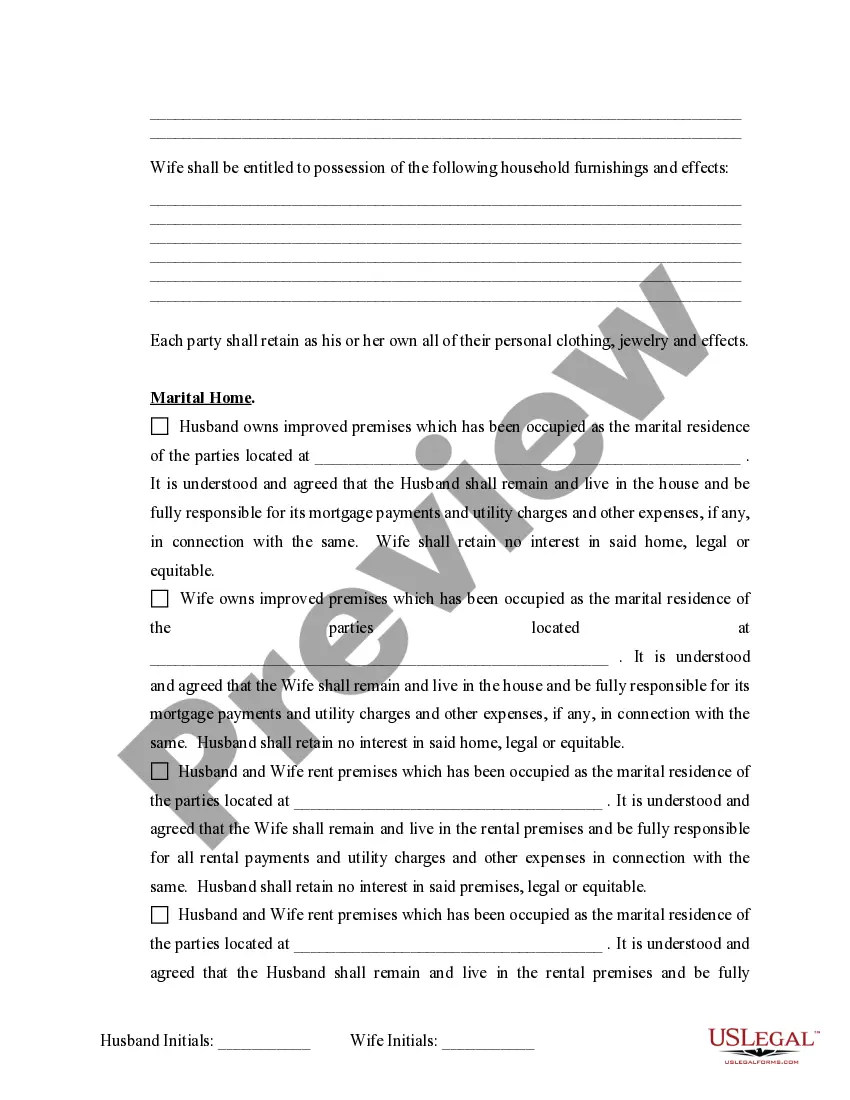 Preview Marital Legal Separation and Property Settlement Agreement where Minor Children and No Joint Property or Debts that is Effective Immediately