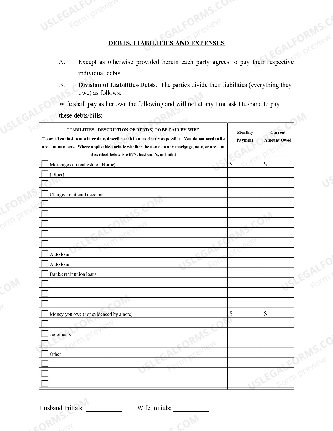 Preview Marital Legal Separation and Property Settlement Agreement Minor Children Parties May have Joint Property or Debts effective Immediately