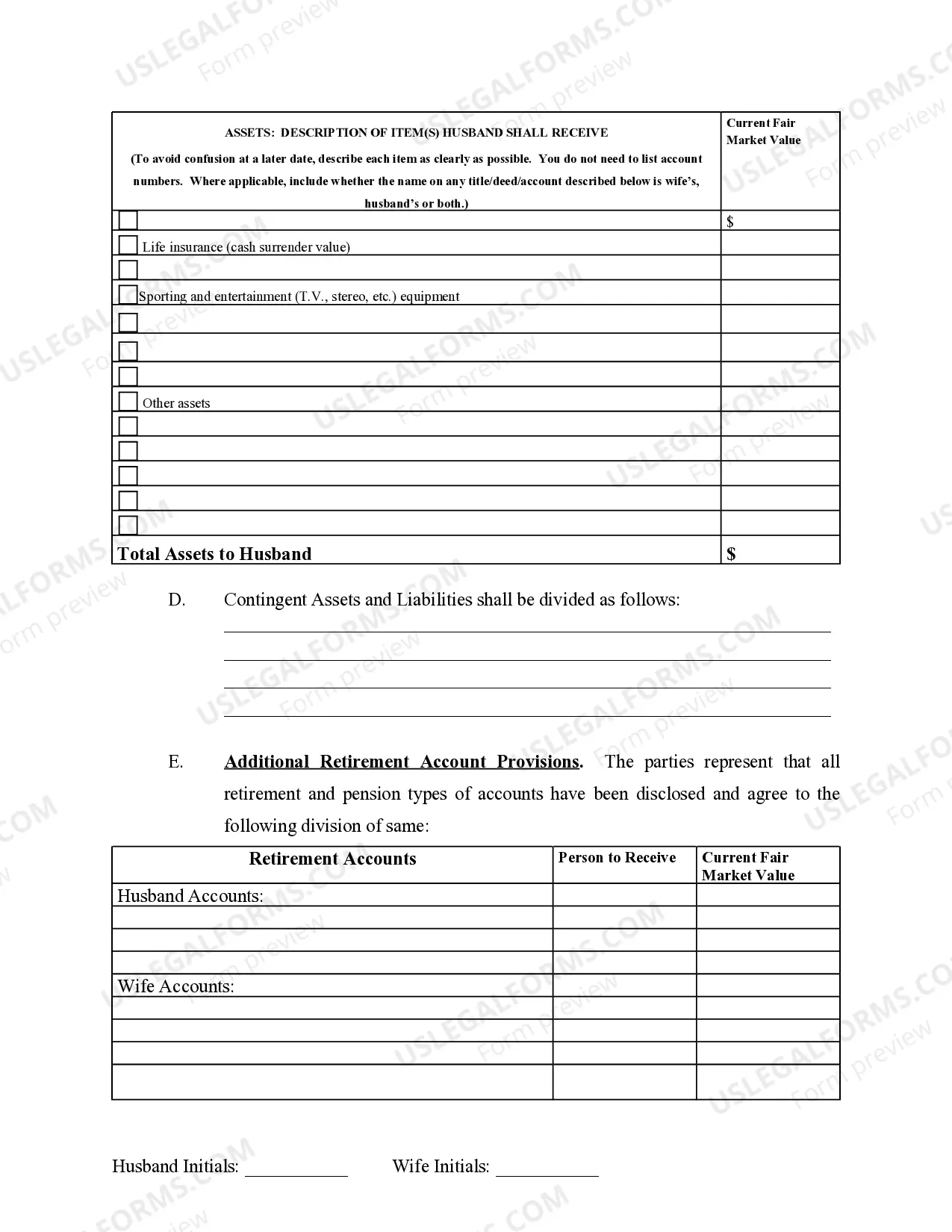 Preview Marital Legal Separation and Property Settlement Agreement where No Children and parties may have Joint Property and / or Debts and Divorce Action Filed