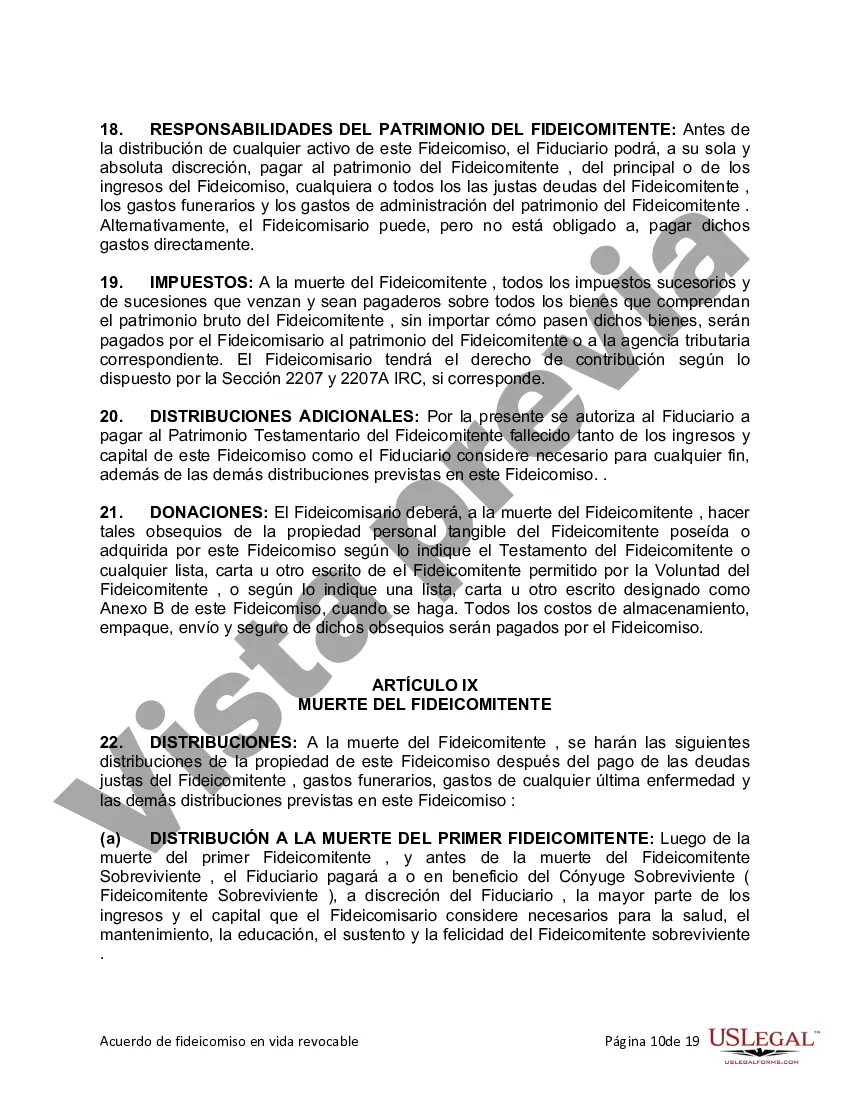 Preview Fideicomiso en vida para esposo y esposa sin hijos