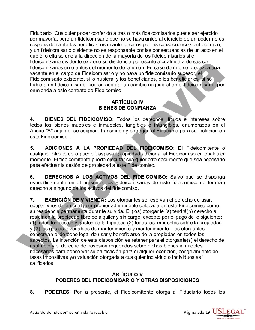 Preview Fideicomiso en vida para esposo y esposa sin hijos