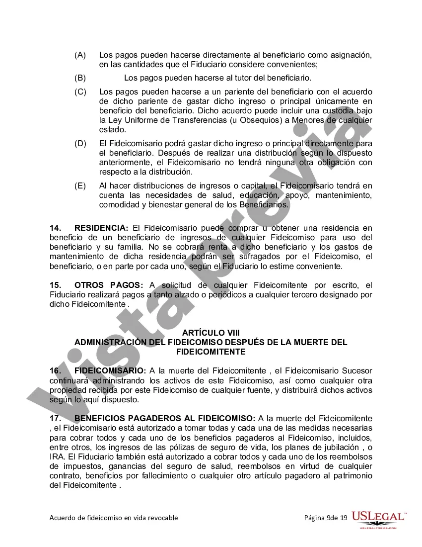Preview Fideicomiso en vida para esposo y esposa sin hijos