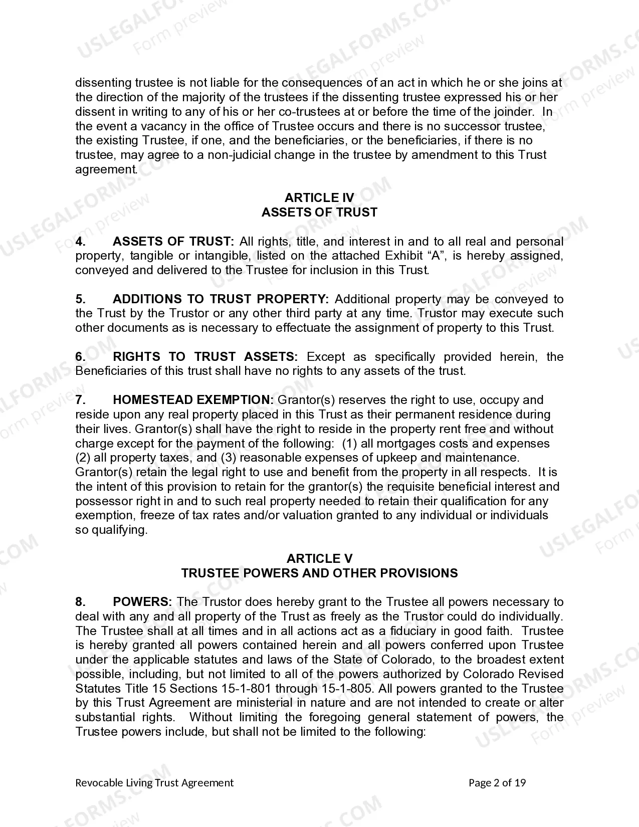 Preview Revocable Living Trust for Husband and Wife with No Children