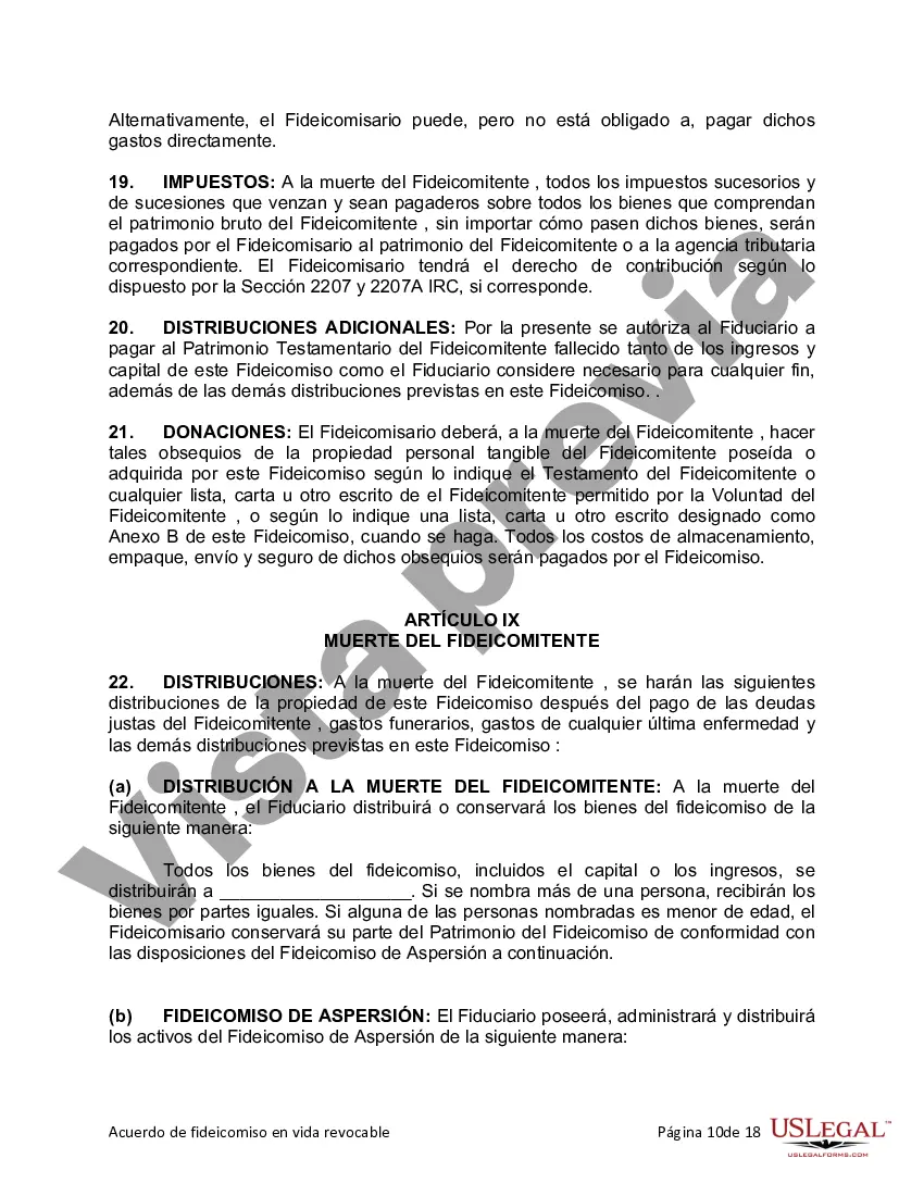 Preview Fideicomiso en vida para individuos solteros, divorciados o viudos o viudos sin hijos