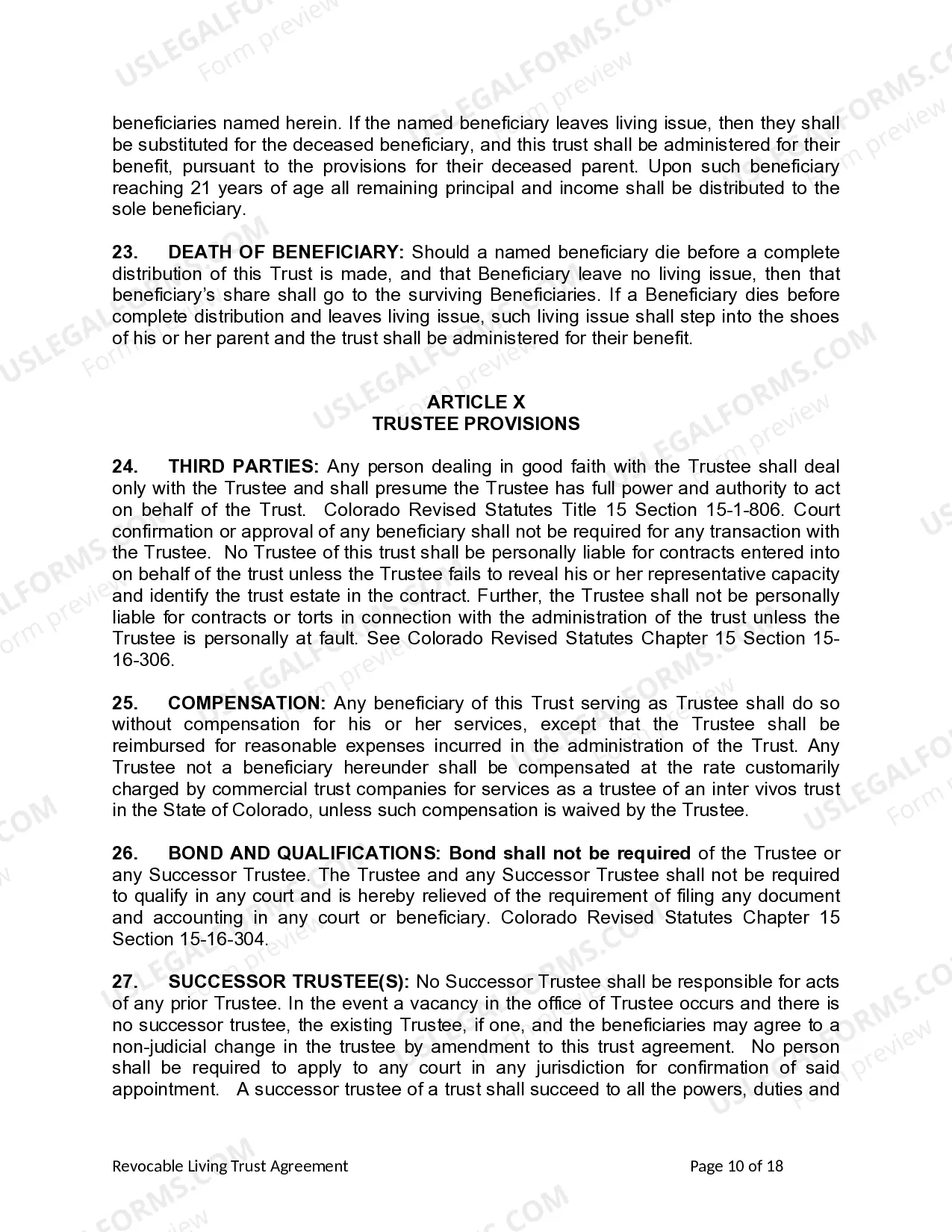 Preview Living Trust for Individual as Single, Divorced or Widow or Widower with No Children