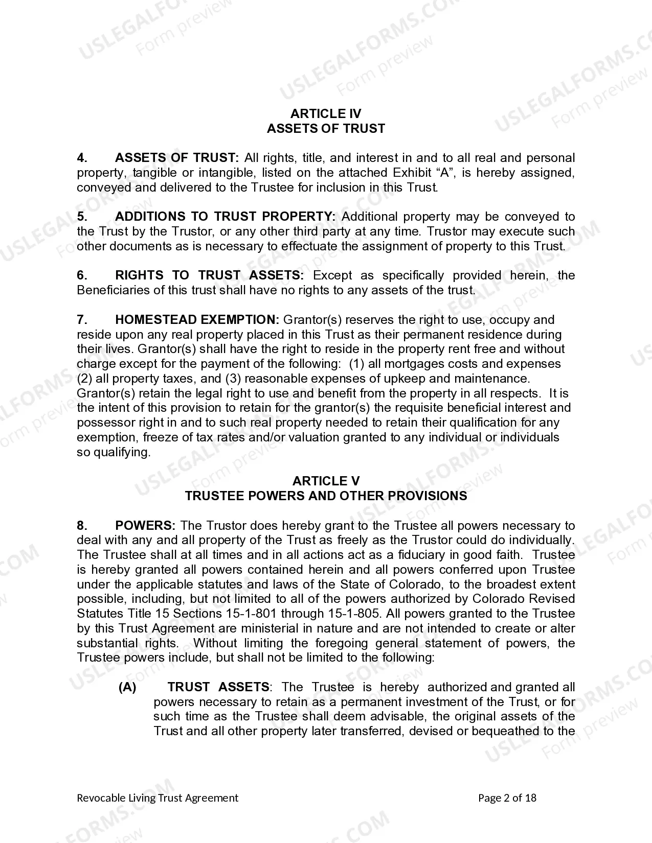 Preview Living Trust for Individual as Single, Divorced or Widow or Widower with No Children