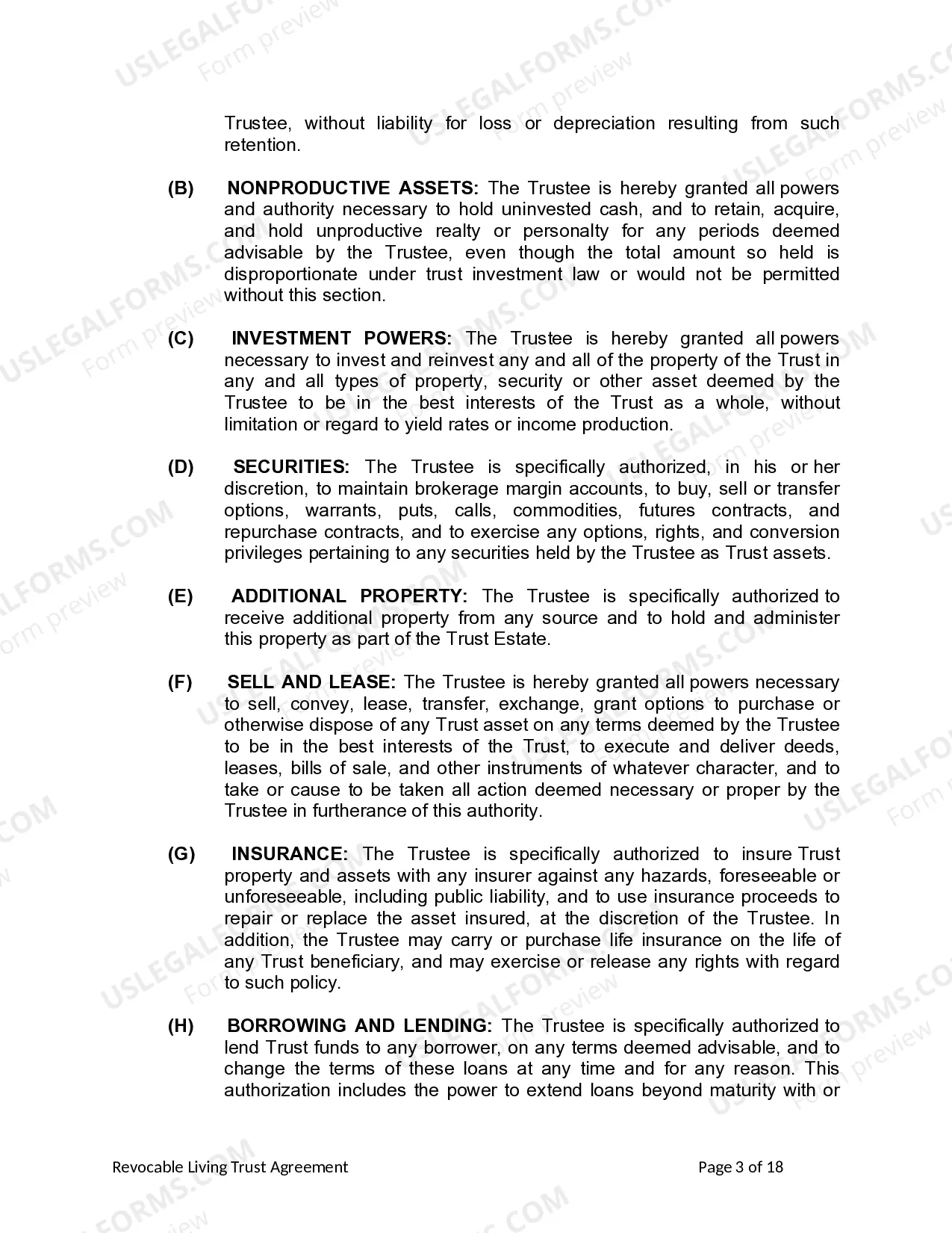 Preview Living Trust for Individual as Single, Divorced or Widow or Widower with No Children