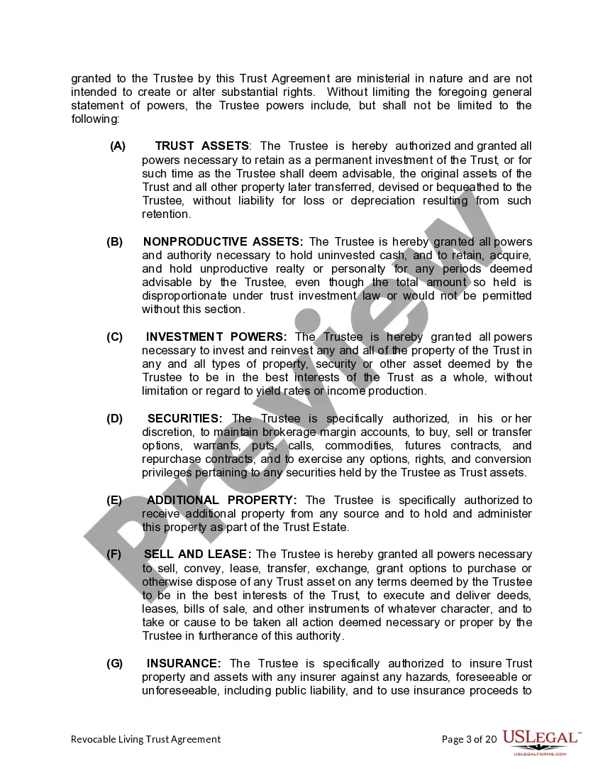 Preview Living Trust for individual, Who is Single, Divorced or Widow or Widower with Children