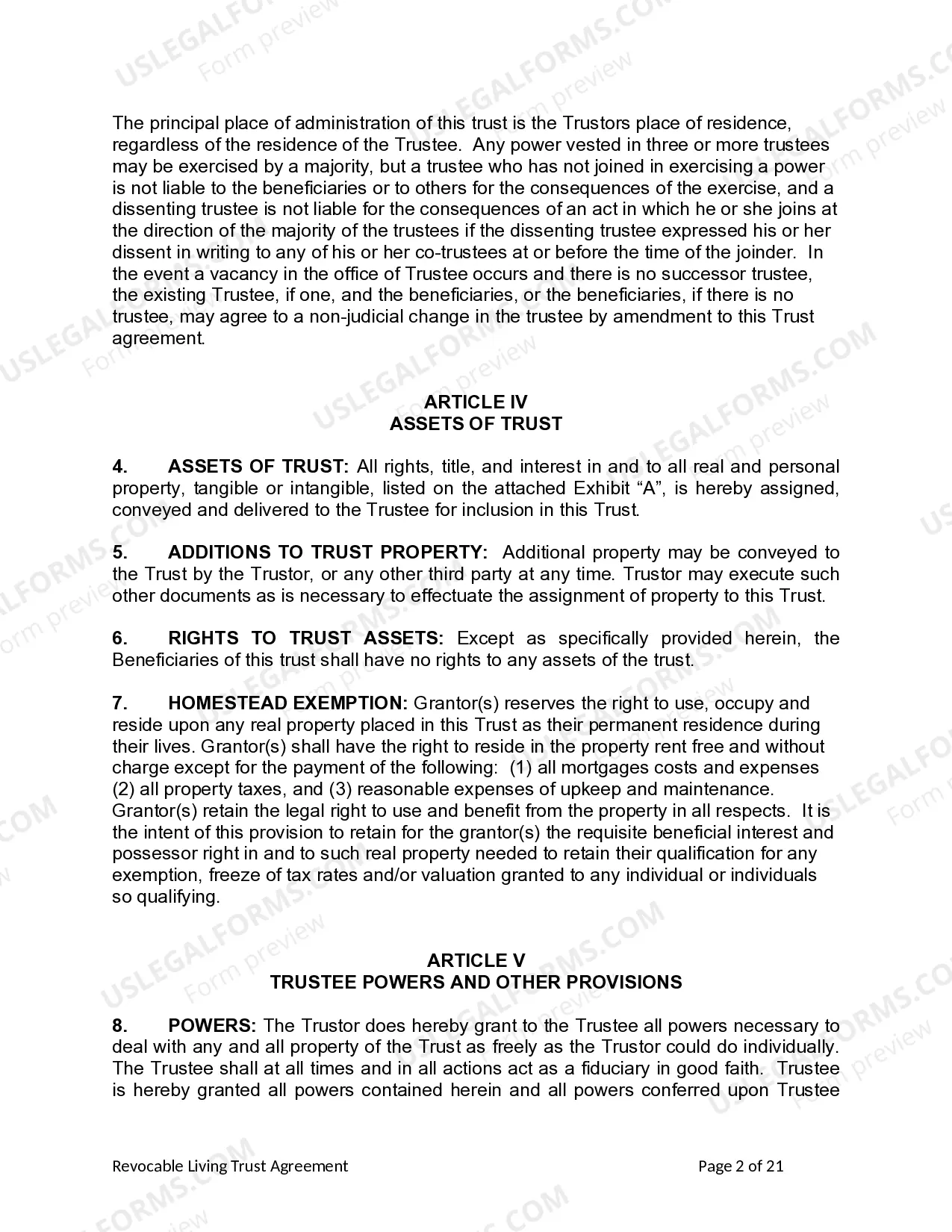 Preview Living Trust for Husband and Wife with Minor and or Adult Children