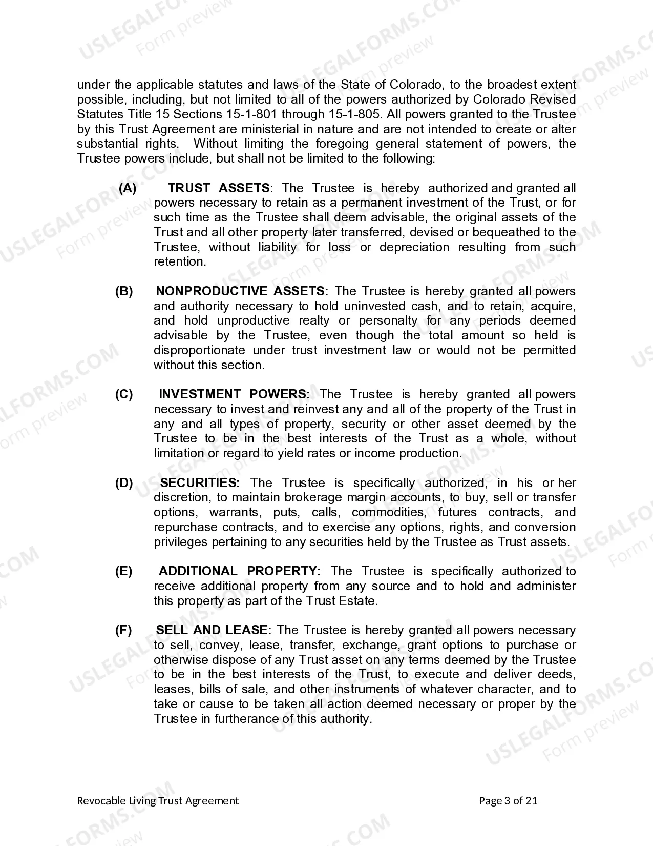 Preview Living Trust for Husband and Wife with Minor and or Adult Children