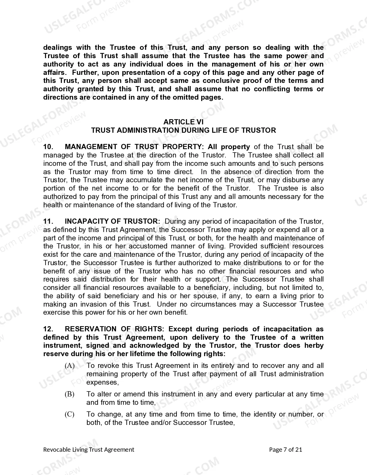 Preview Living Trust for Husband and Wife with Minor and or Adult Children