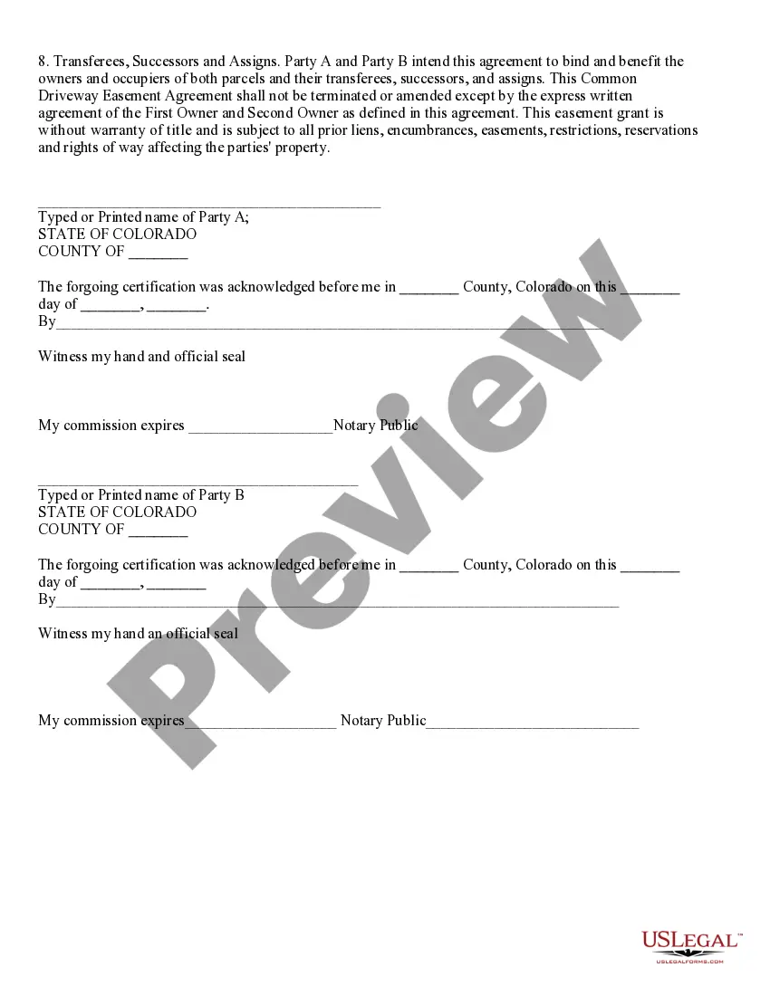 Preview Common Driveway Easement Agreement