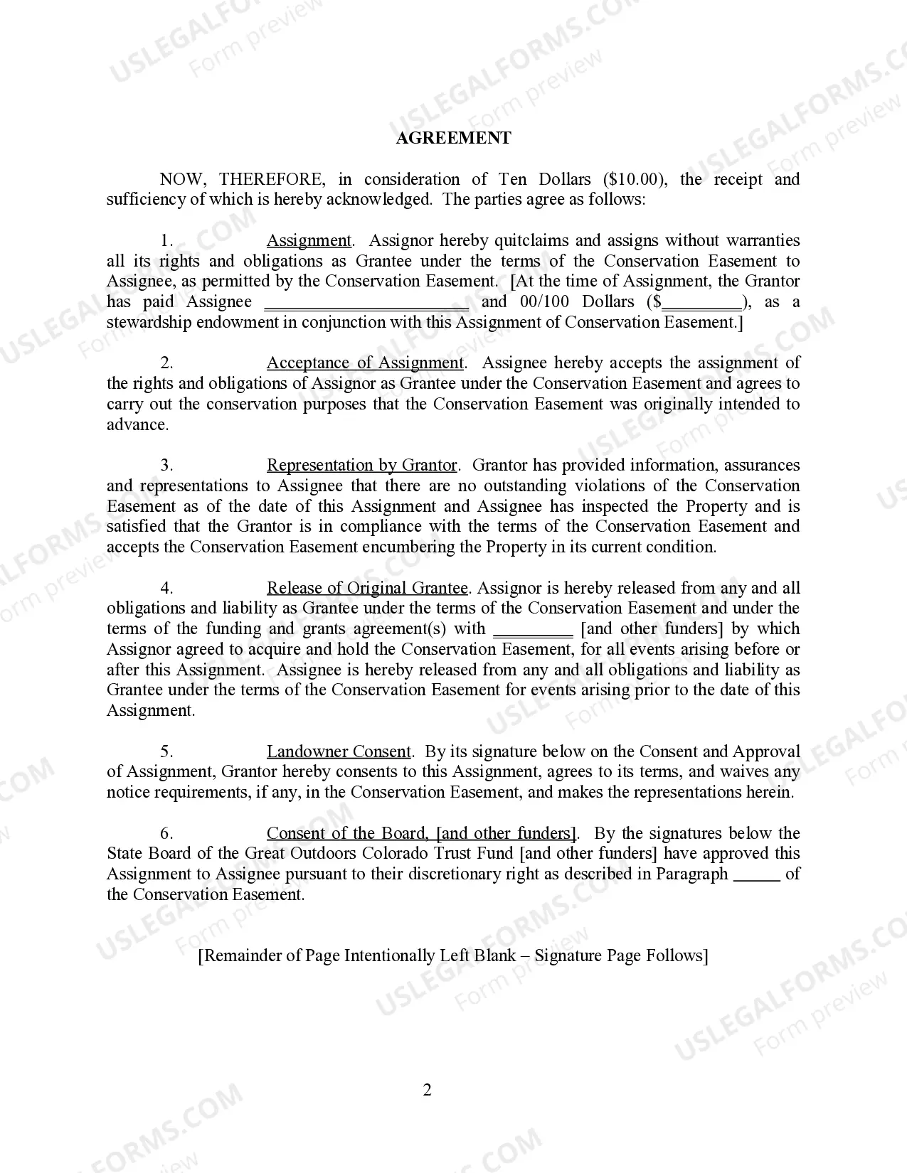 Preview Assignment of Interest in Deed of Conservation Easement
