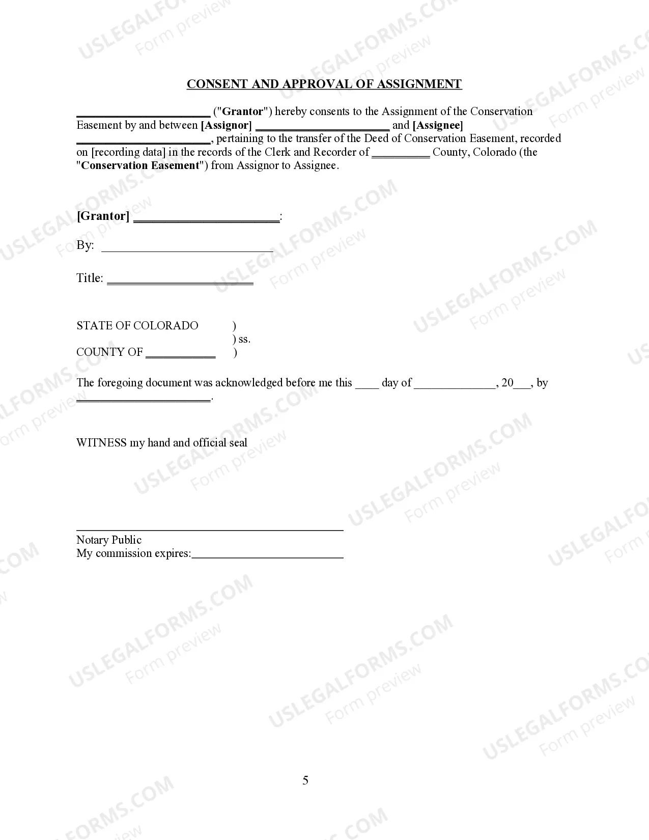Preview Assignment of Interest in Deed of Conservation Easement