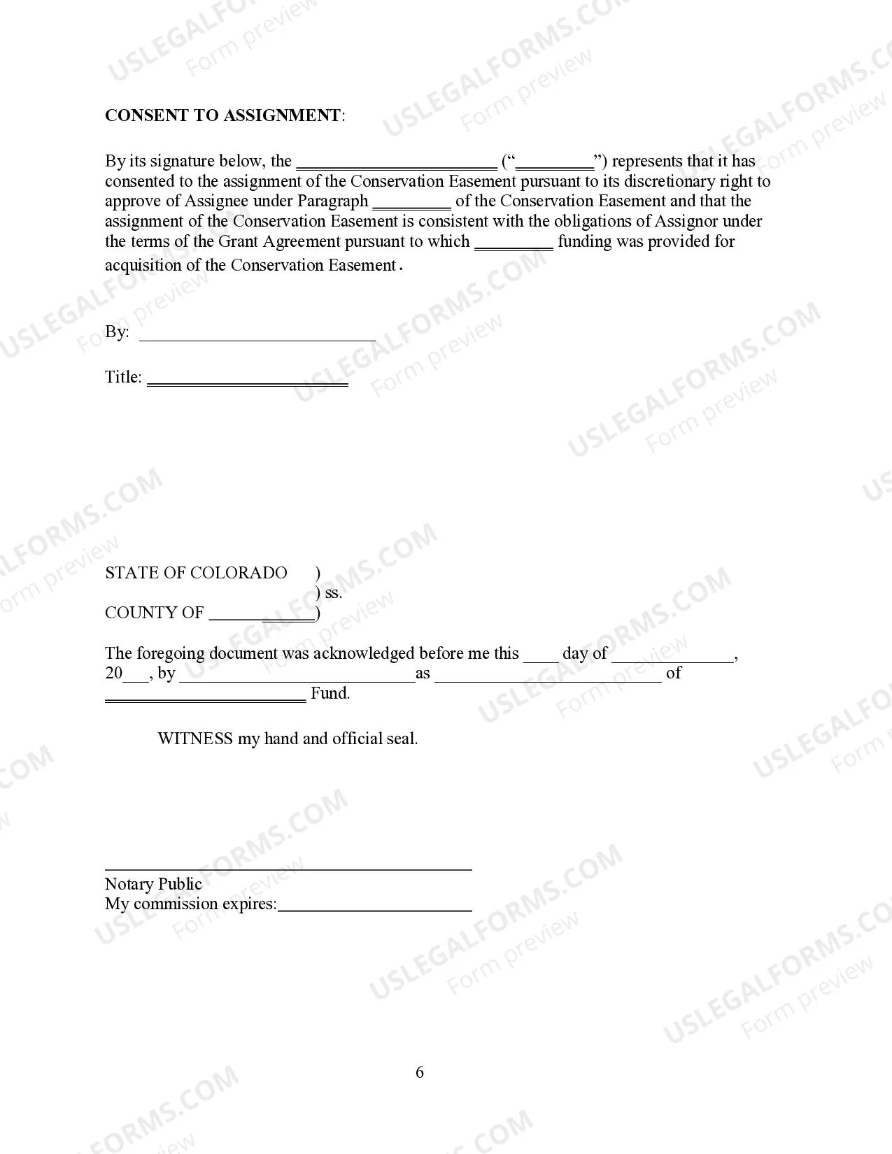 Preview Assignment of Interest in Deed of Conservation Easement