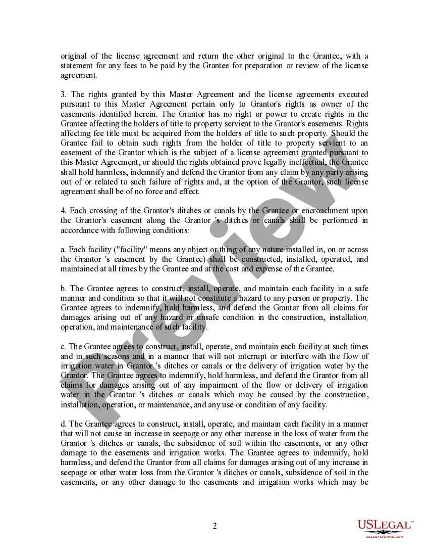 Preview Master Easement Agreement - Crossings and Encroachments
