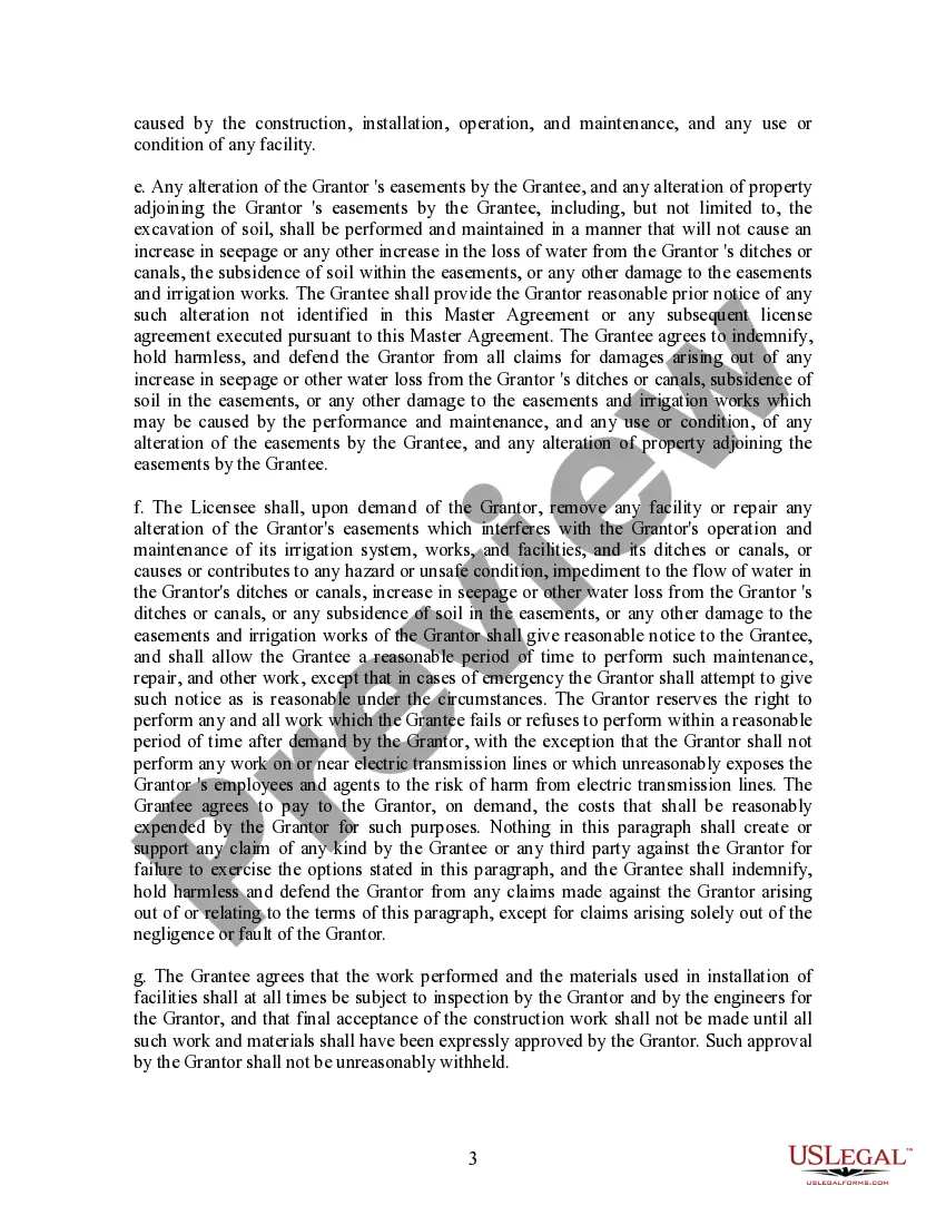 Preview Master Easement Agreement - Crossings and Encroachments