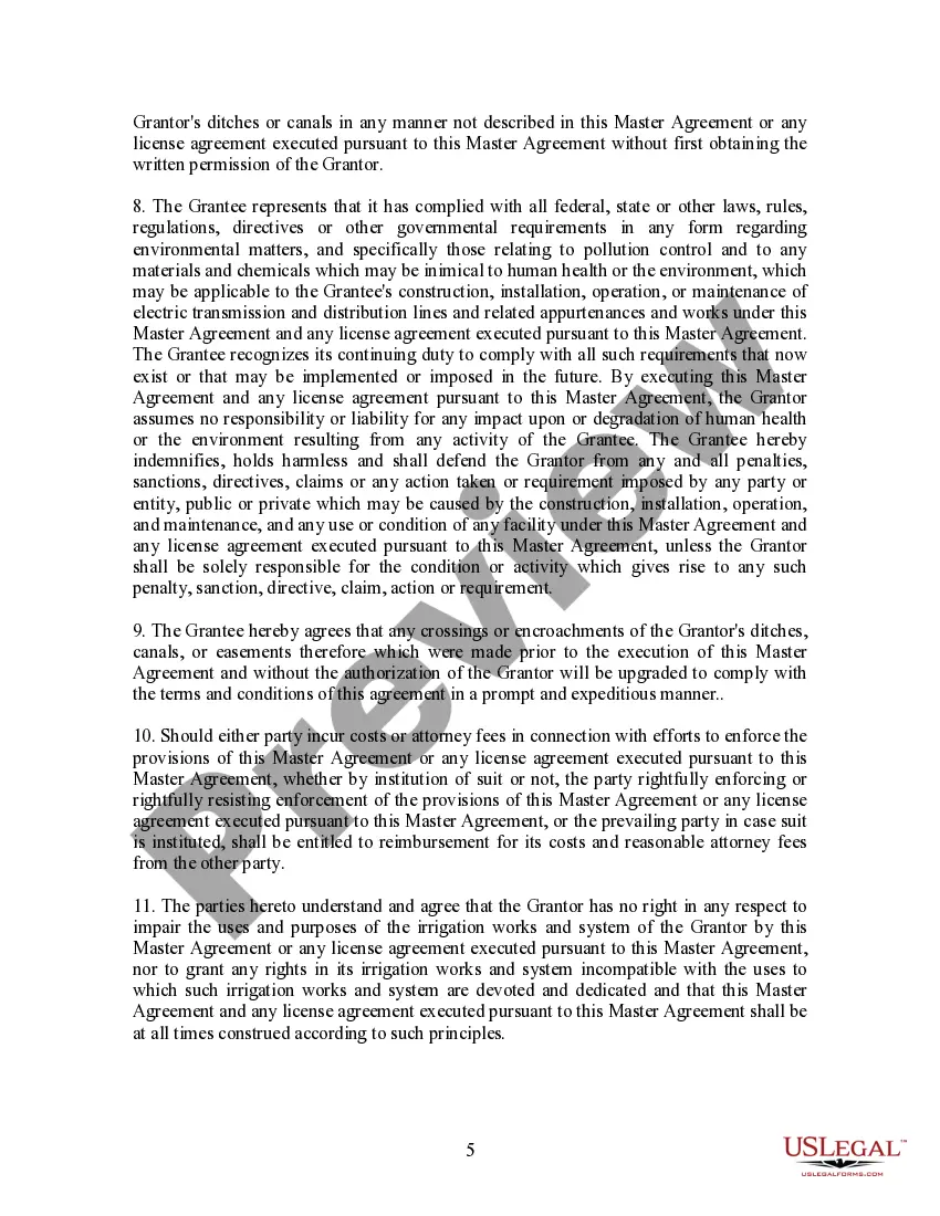 Preview Master Easement Agreement - Crossings and Encroachments