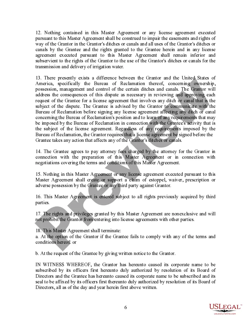 Preview Master Easement Agreement - Crossings and Encroachments