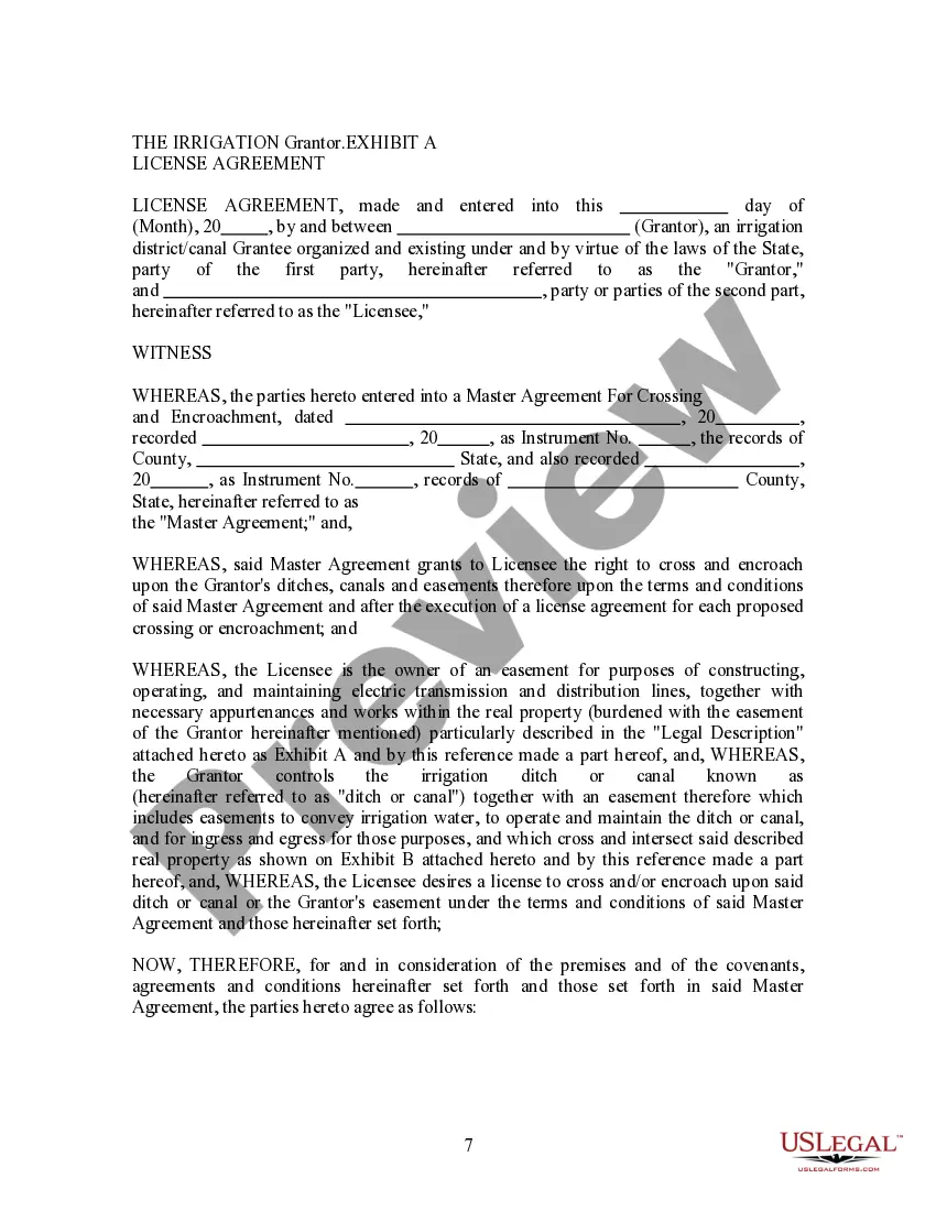 Preview Master Easement Agreement - Crossings and Encroachments