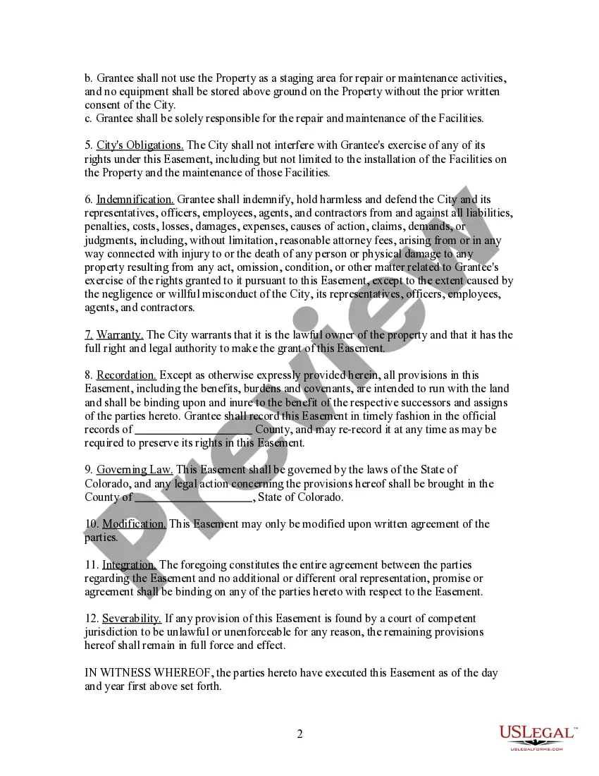 Preview Easement for Communication Facilities