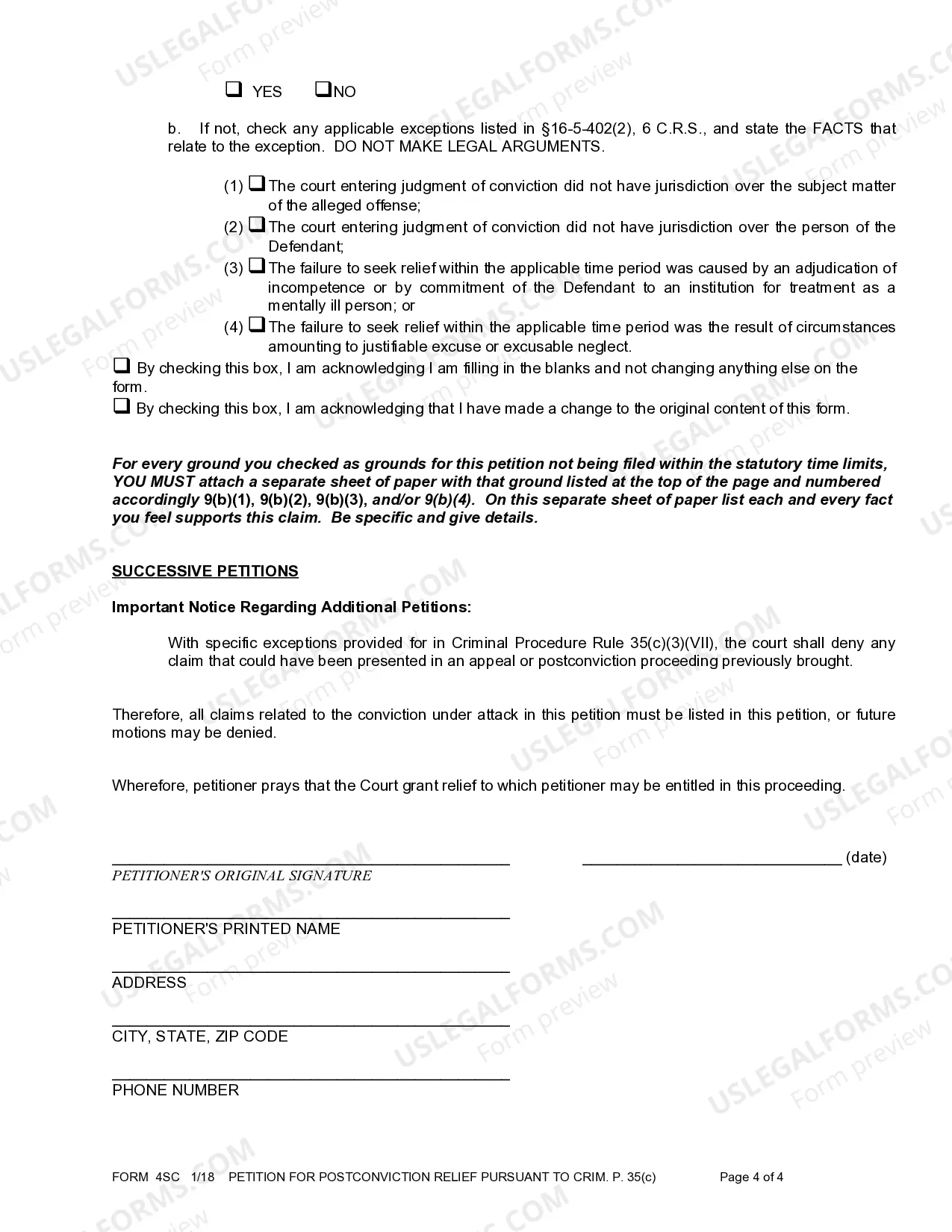 Preview Petition for Post Conviction Relief Pursuant Crim. P. 35(C)