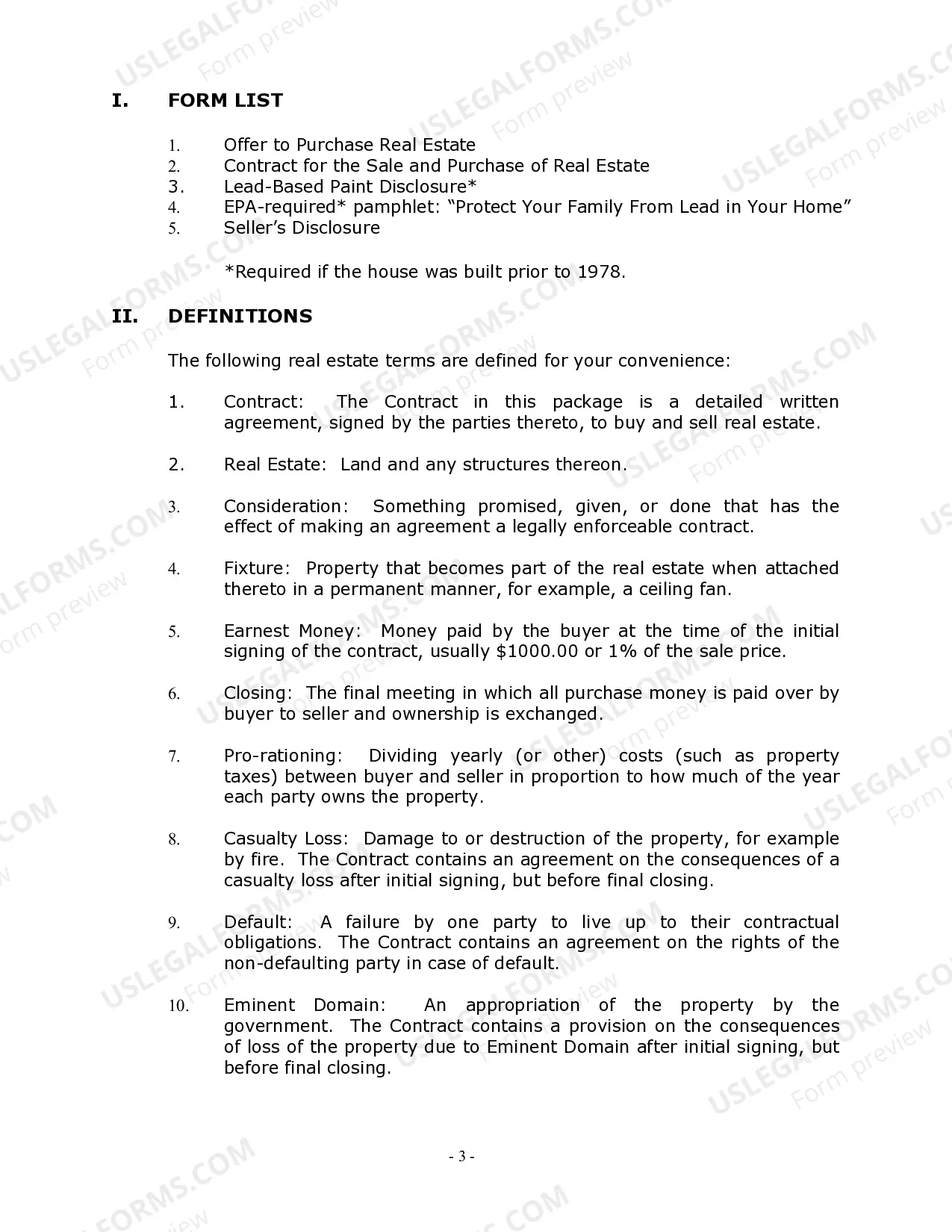 Preview Colorado Real Estate Home Sales Package with Offer to Purchase, Contract of Sale, Disclosure Statements and more for Residential House