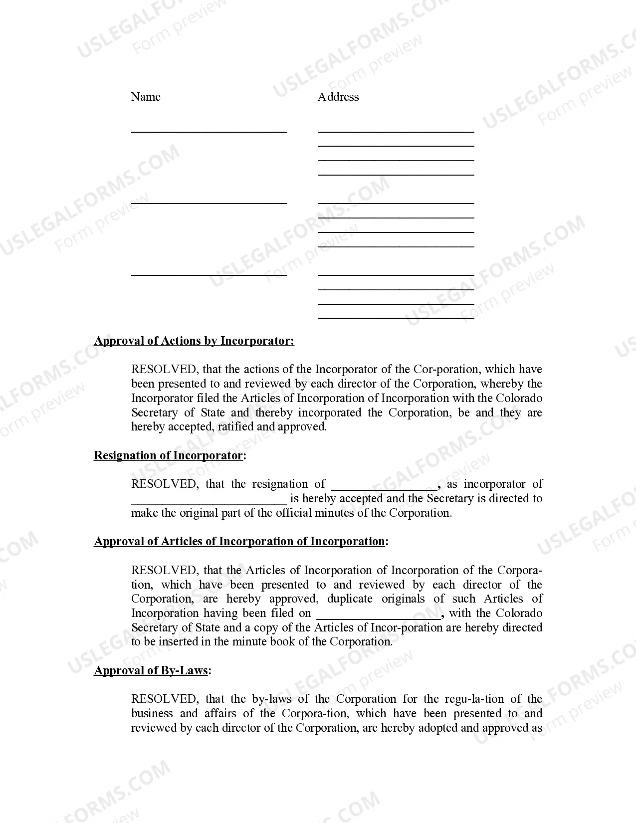 Preview Minutes for Organizational Meeting