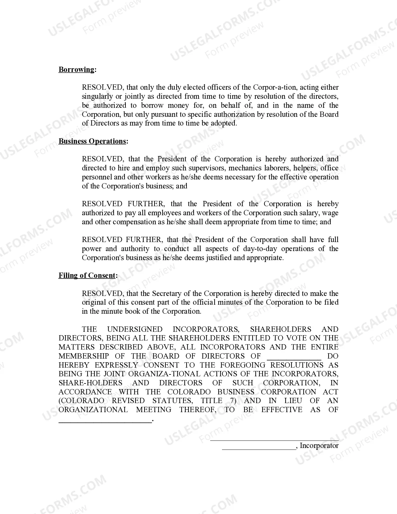 Preview Minutes for Organizational Meeting
