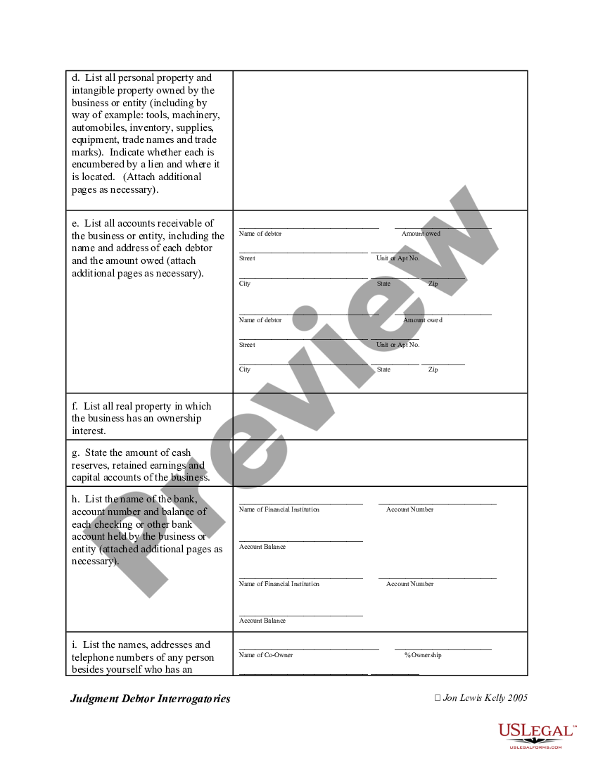 Colorado Interrogatories to Judgment Debtor US Legal Forms