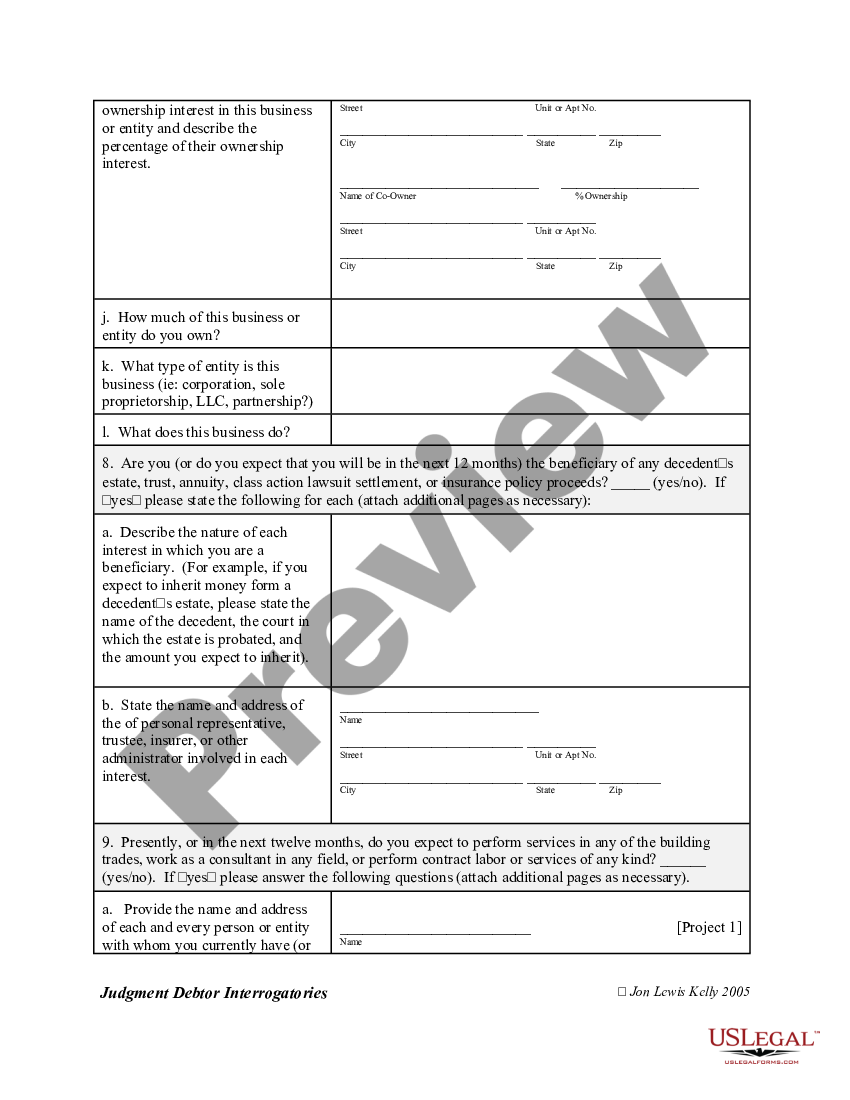 Colorado Interrogatories to Judgment Debtor US Legal Forms