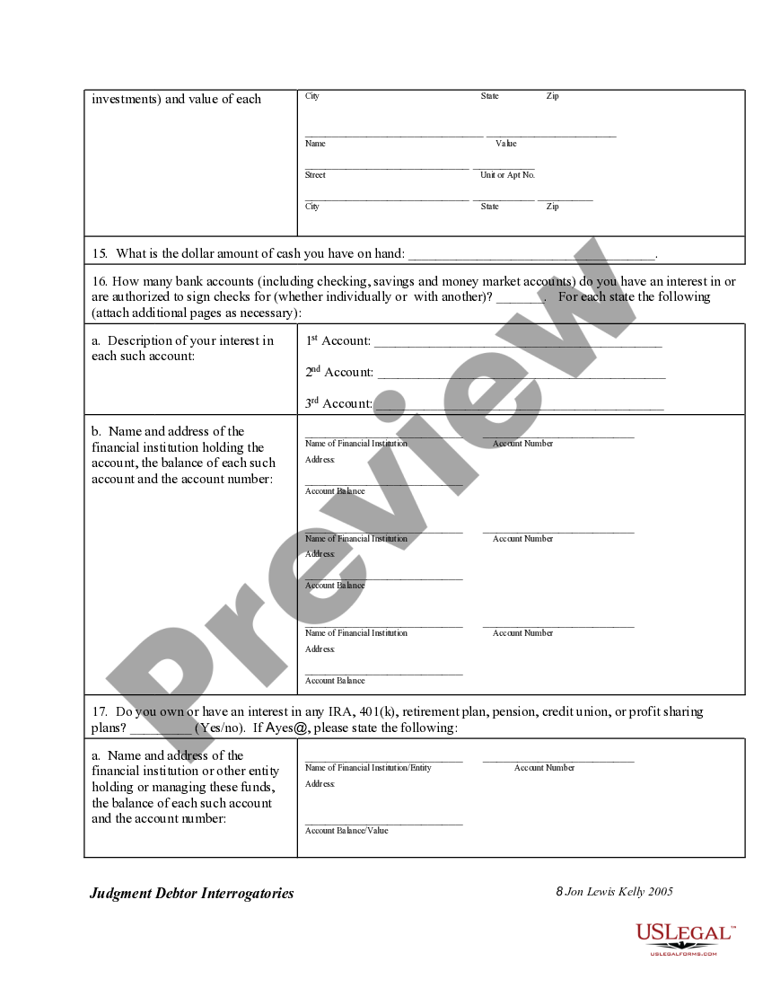 Colorado Springs Colorado Interrogatories to Judgment Debtor US Legal
