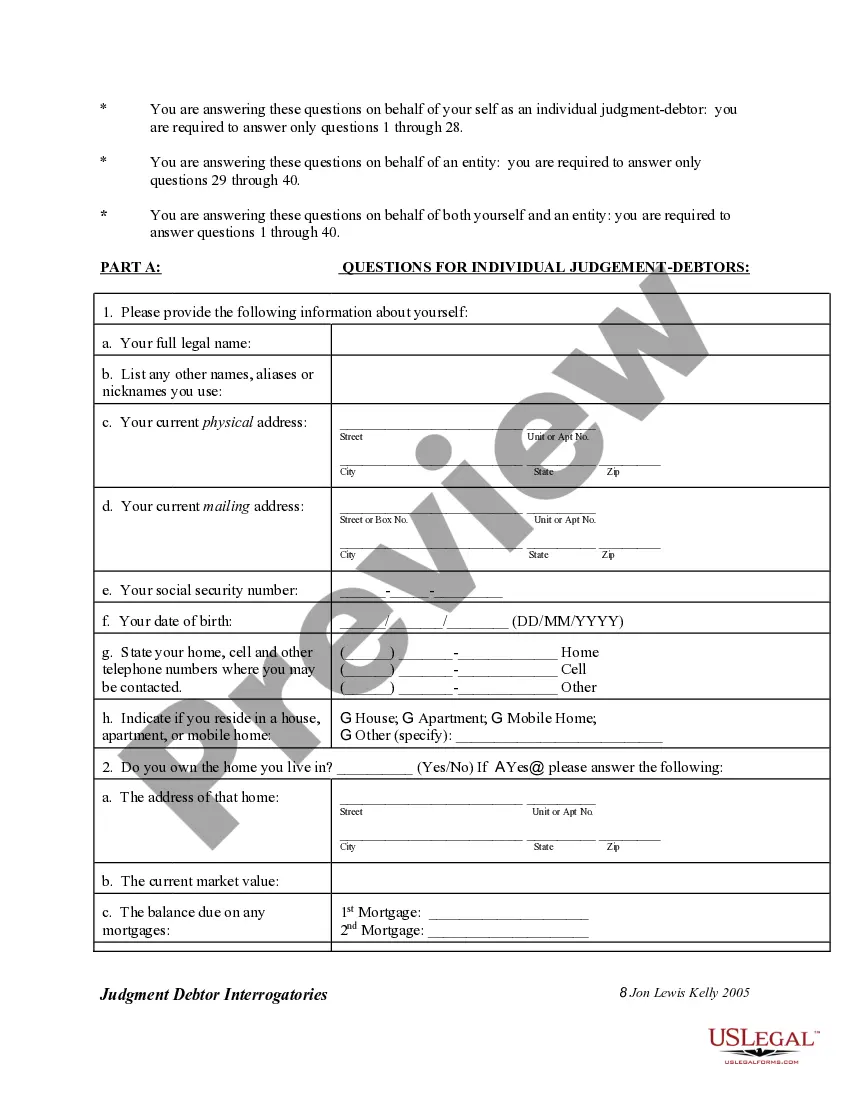 Preview Interrogatories to Judgment Debtor