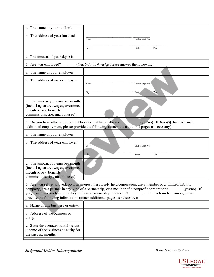 Preview Interrogatories to Judgment Debtor
