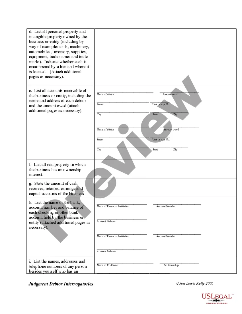 Preview Interrogatories to Judgment Debtor