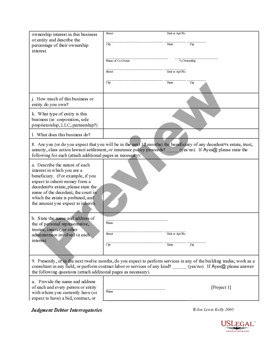 Preview Interrogatories to Judgment Debtor