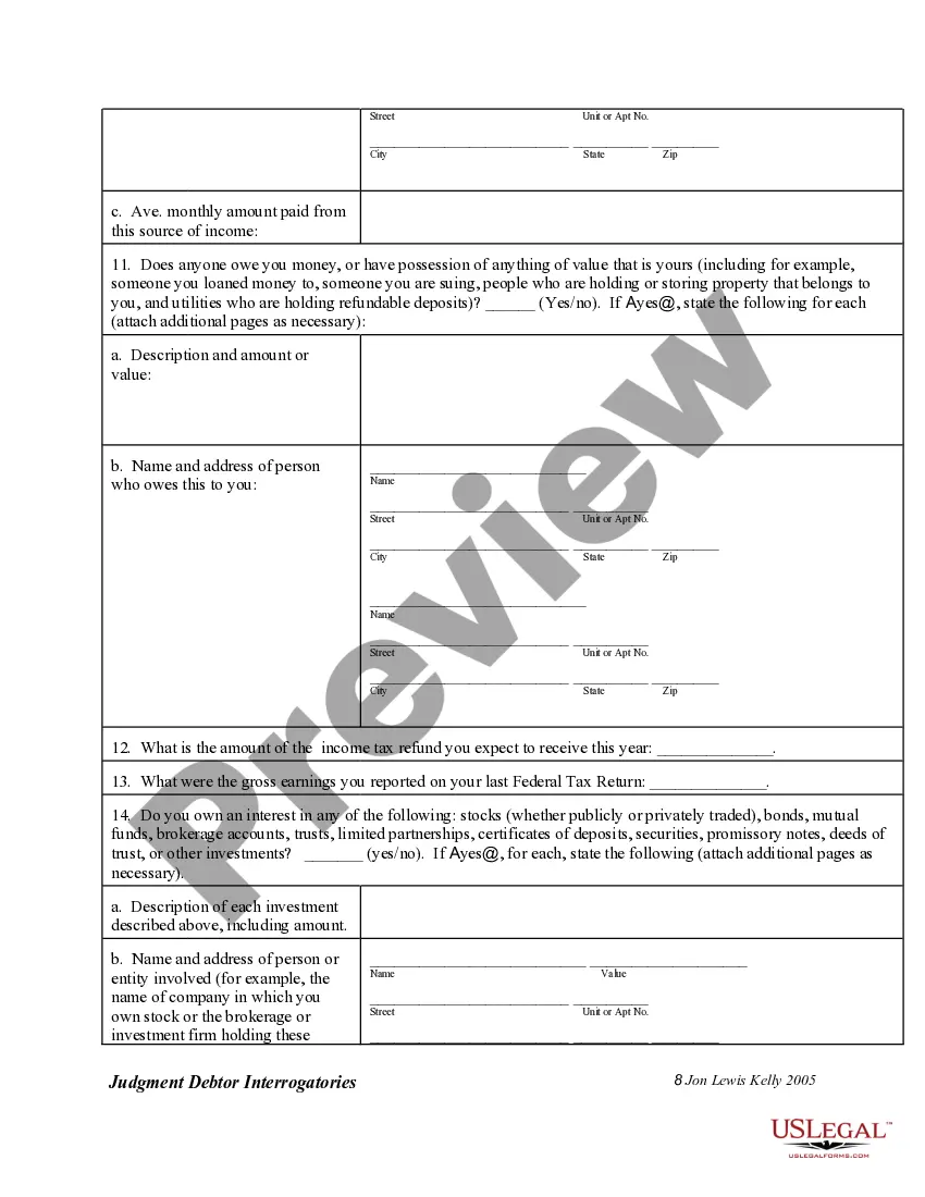 Preview Interrogatories to Judgment Debtor