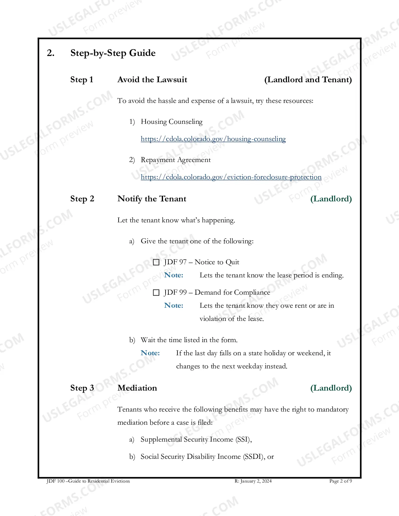 Preview Guide to Residential Evictions