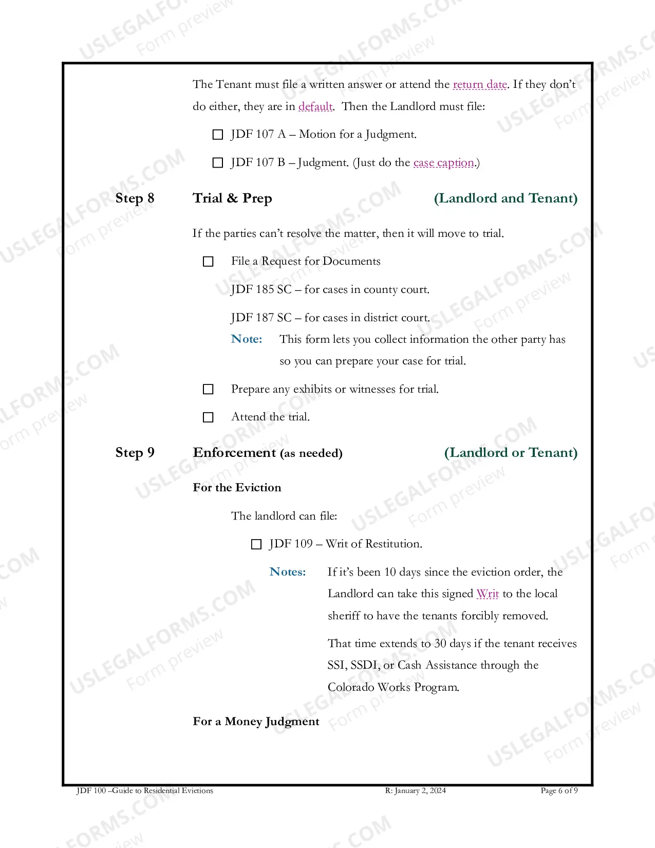 Preview Guide to Residential Evictions