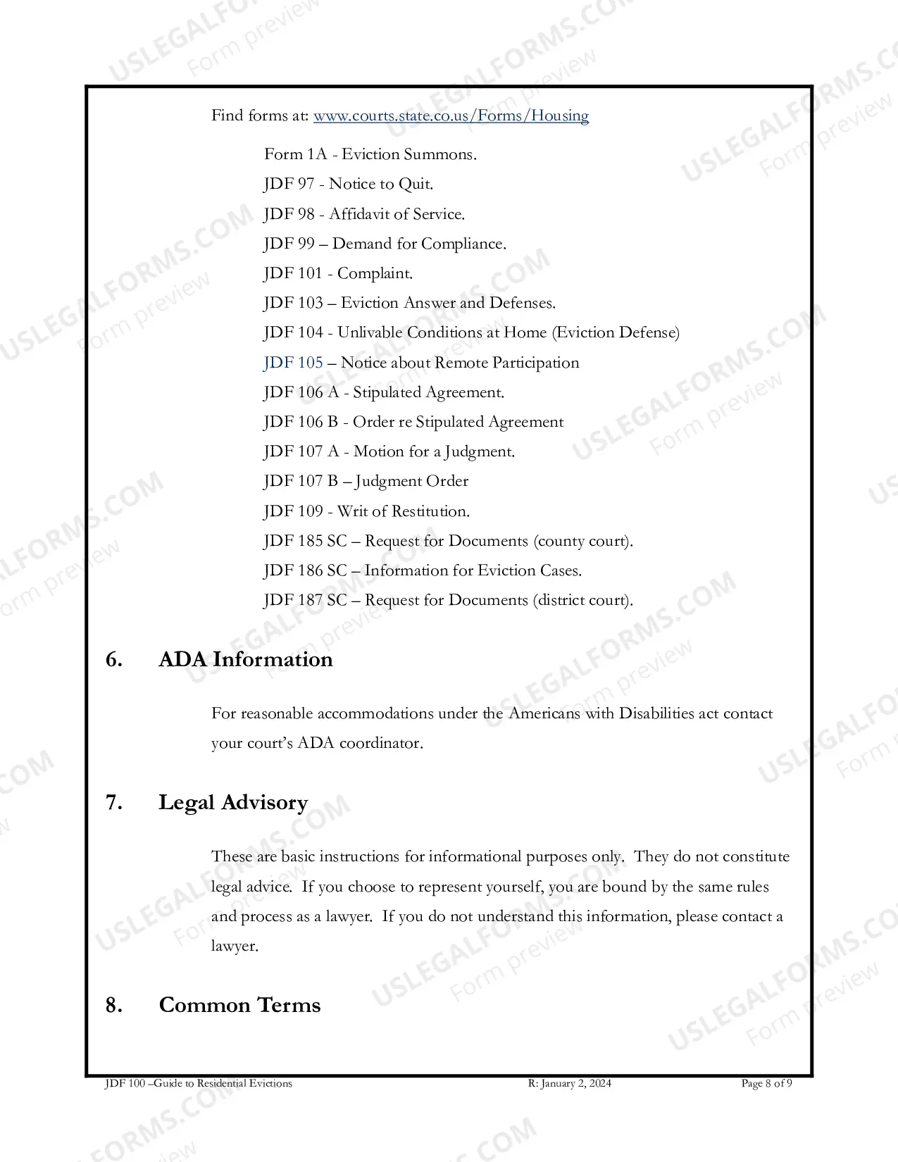 Preview Guide to Residential Evictions