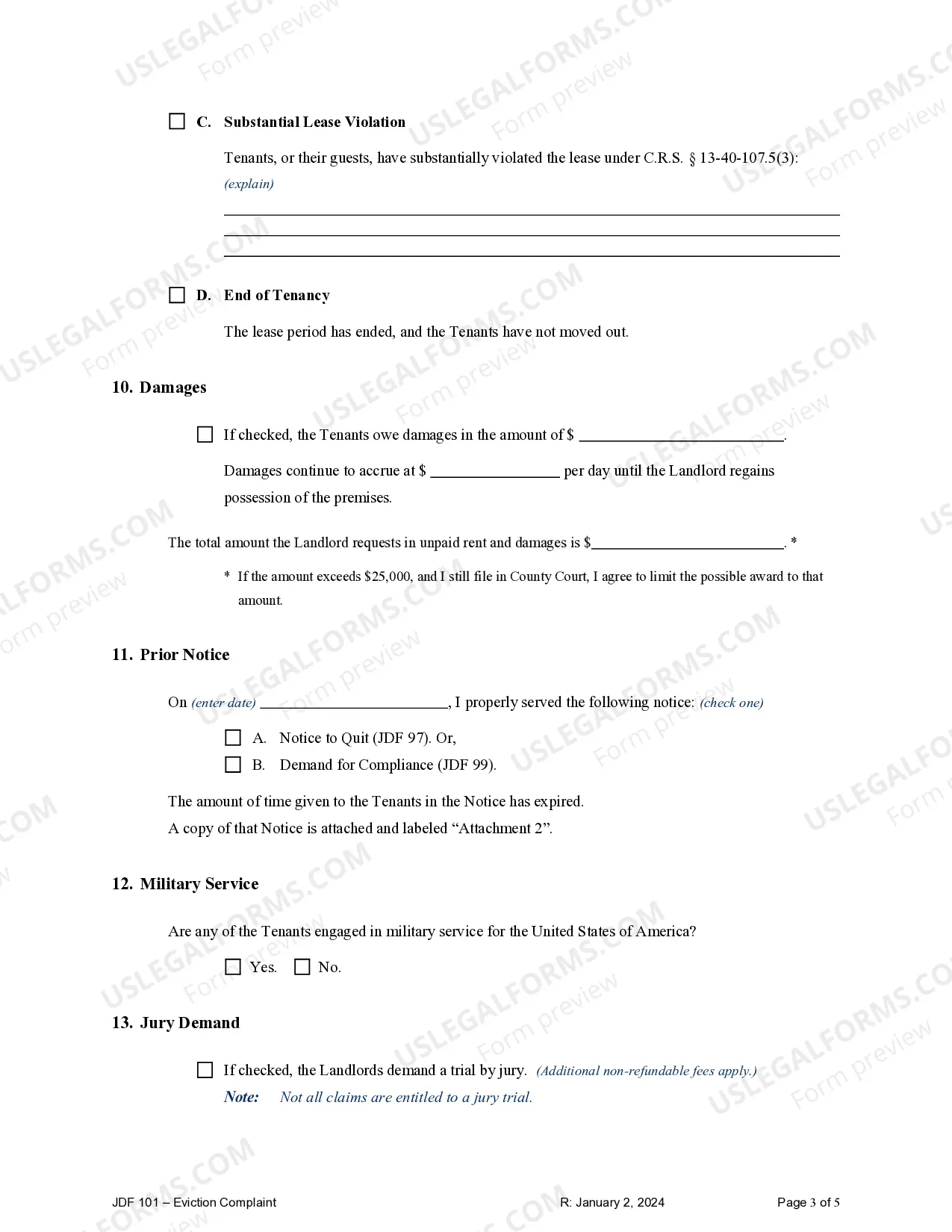 Preview Eviction Complaint - Residential Tenancy