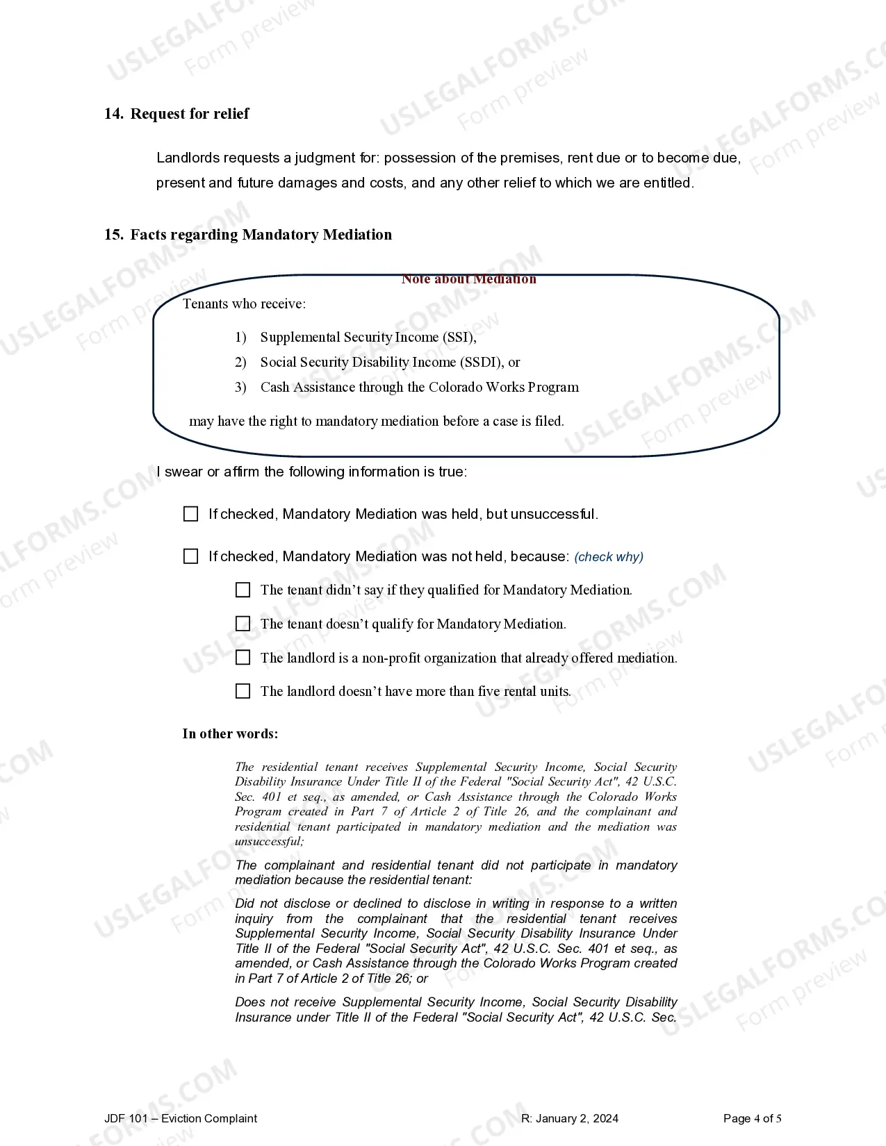 Preview Eviction Complaint - Residential Tenancy