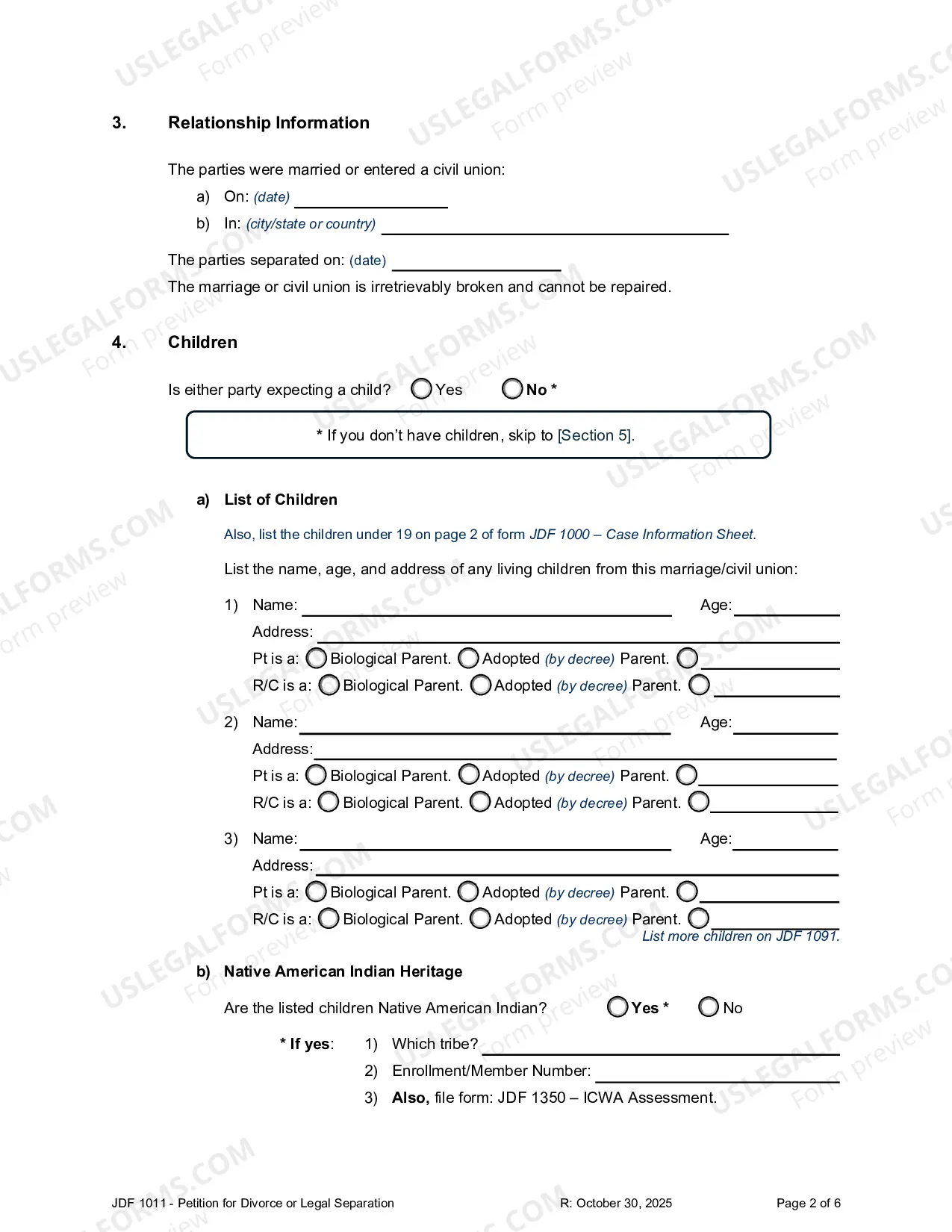 Preview Petition for Divorce
