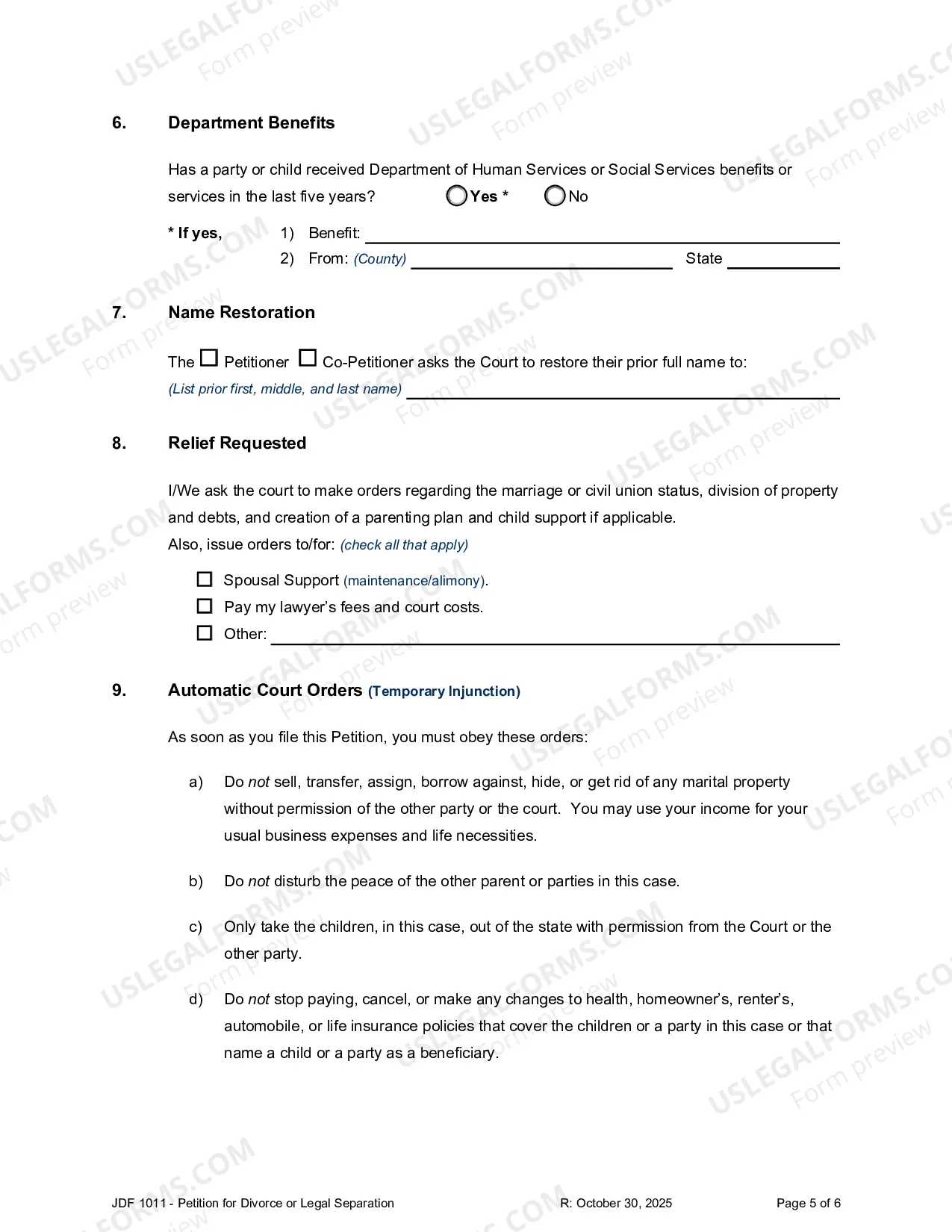 Preview Petition for Divorce