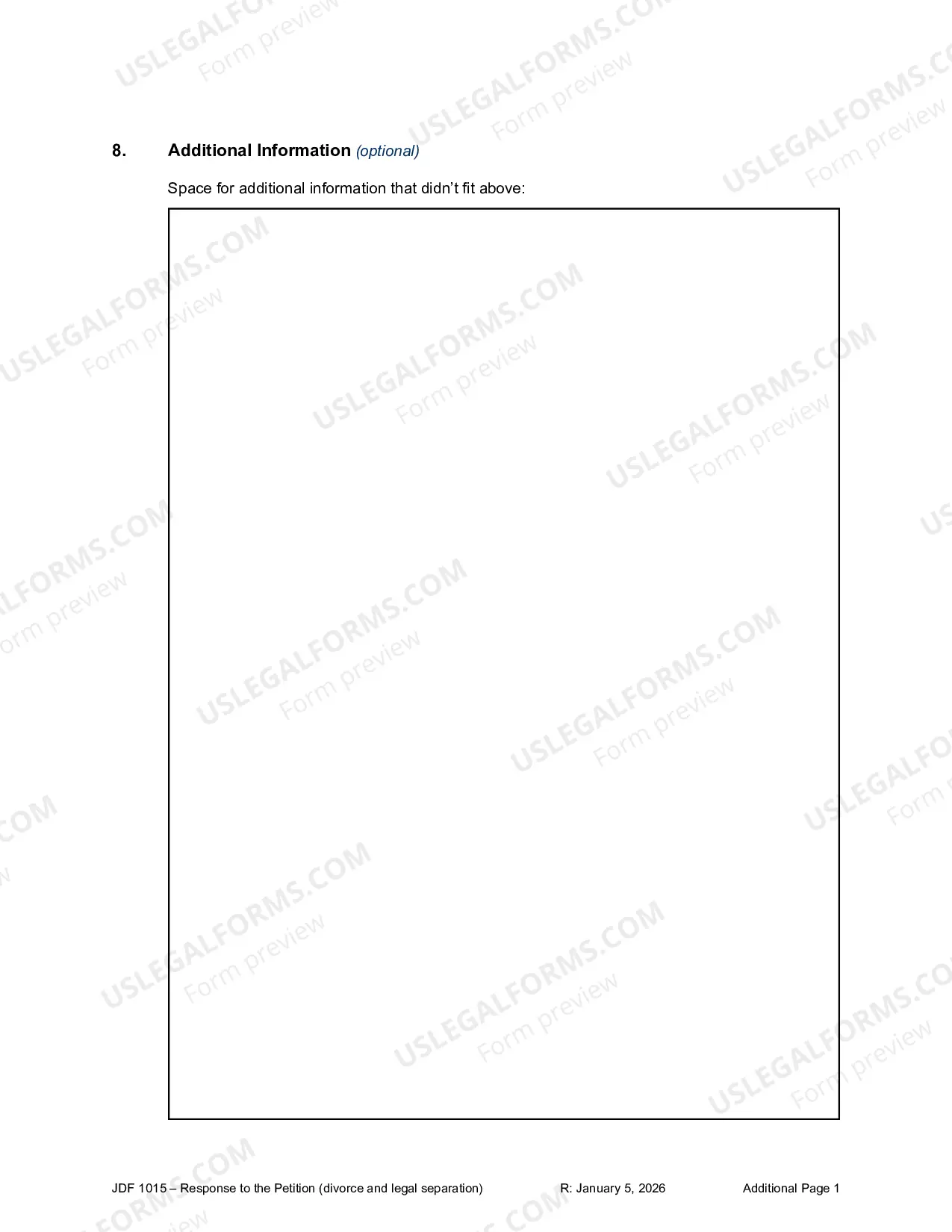 Preview Response to the Petition for Dissolution or Legal Separation