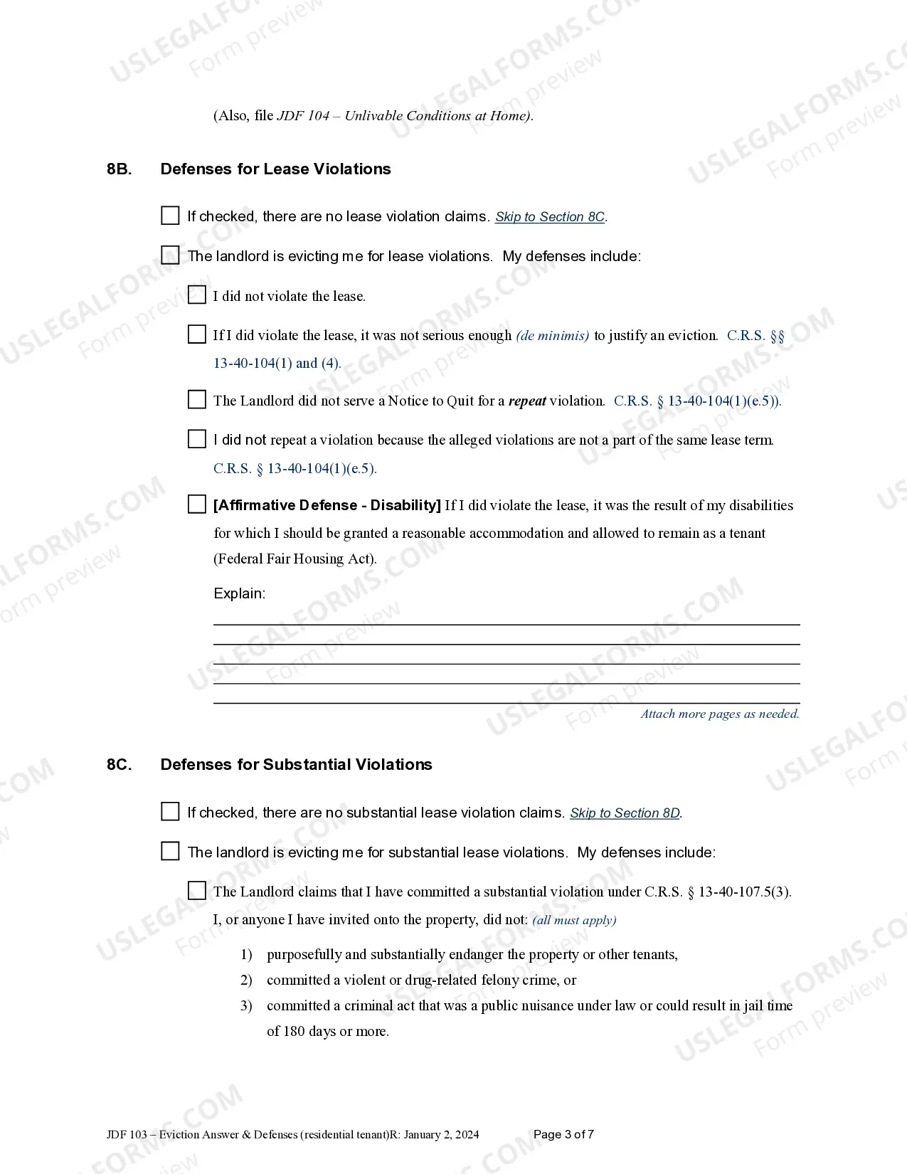 Preview Eviction Answer - Residential Tenancy