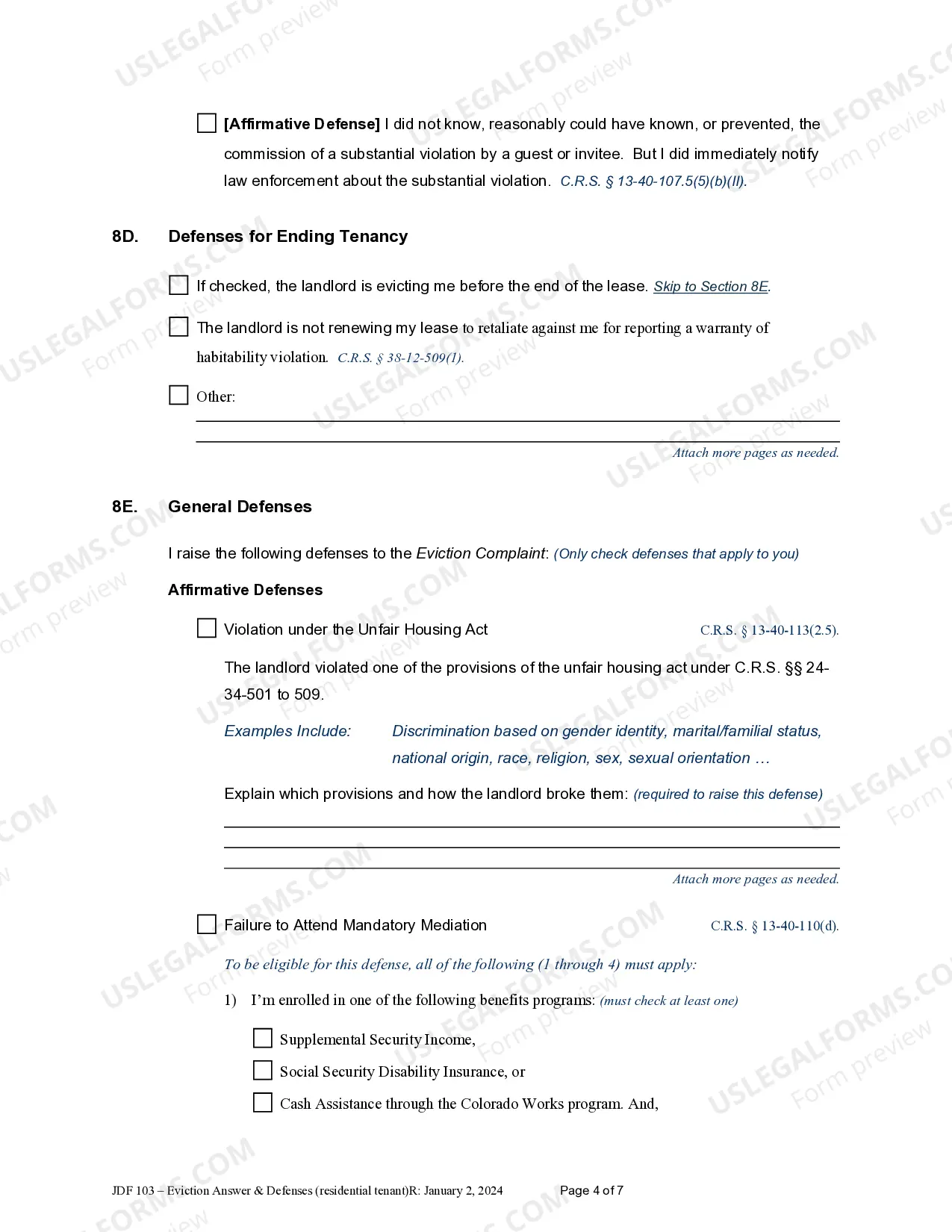Preview Eviction Answer - Residential Tenancy