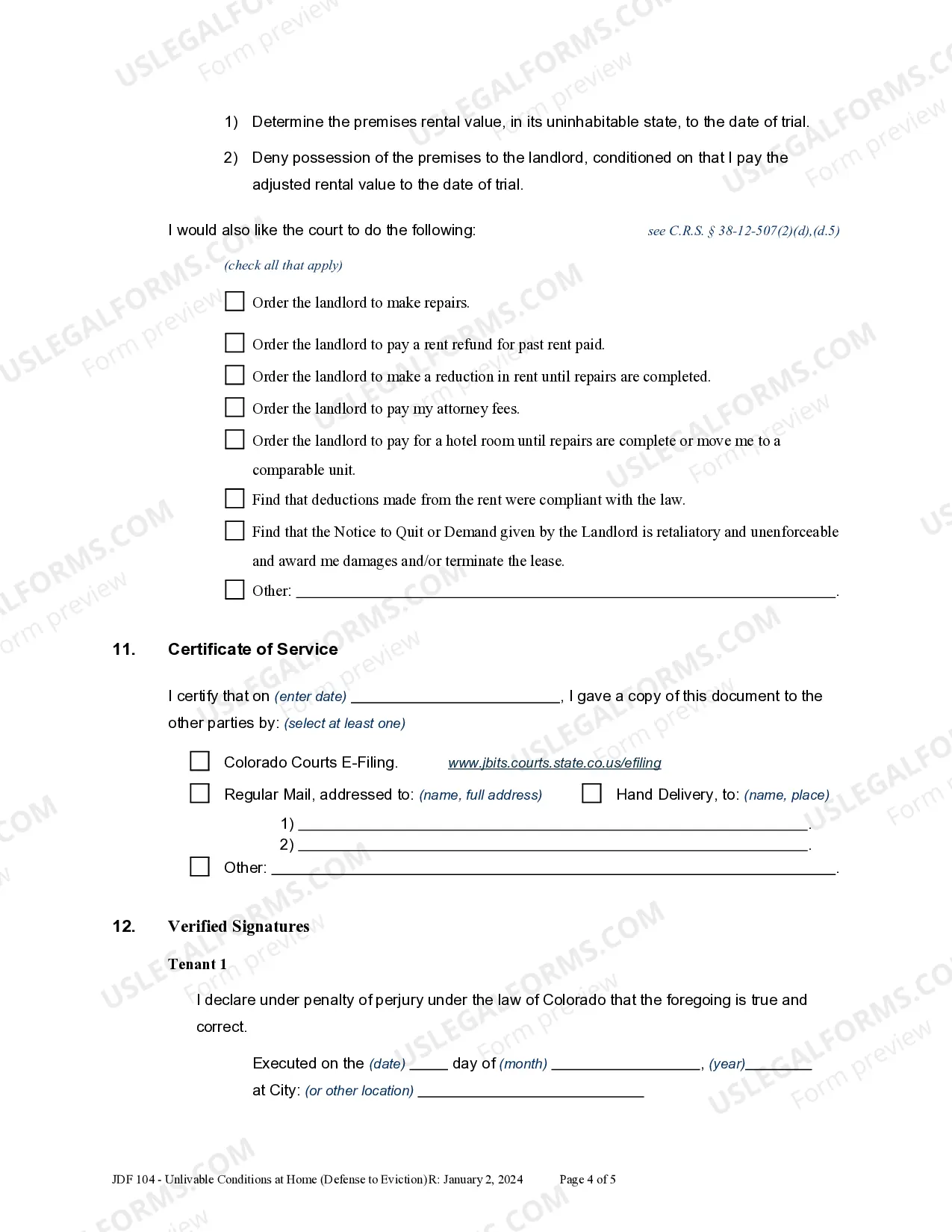 Preview Unlivable Conditions Affidavit - Eviction Defense